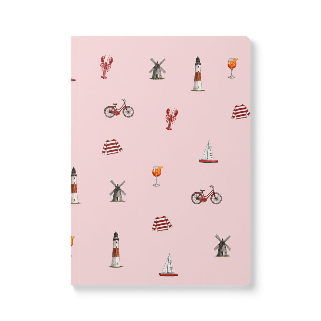 Icons of The Hamptons Pink Softcover Notebook