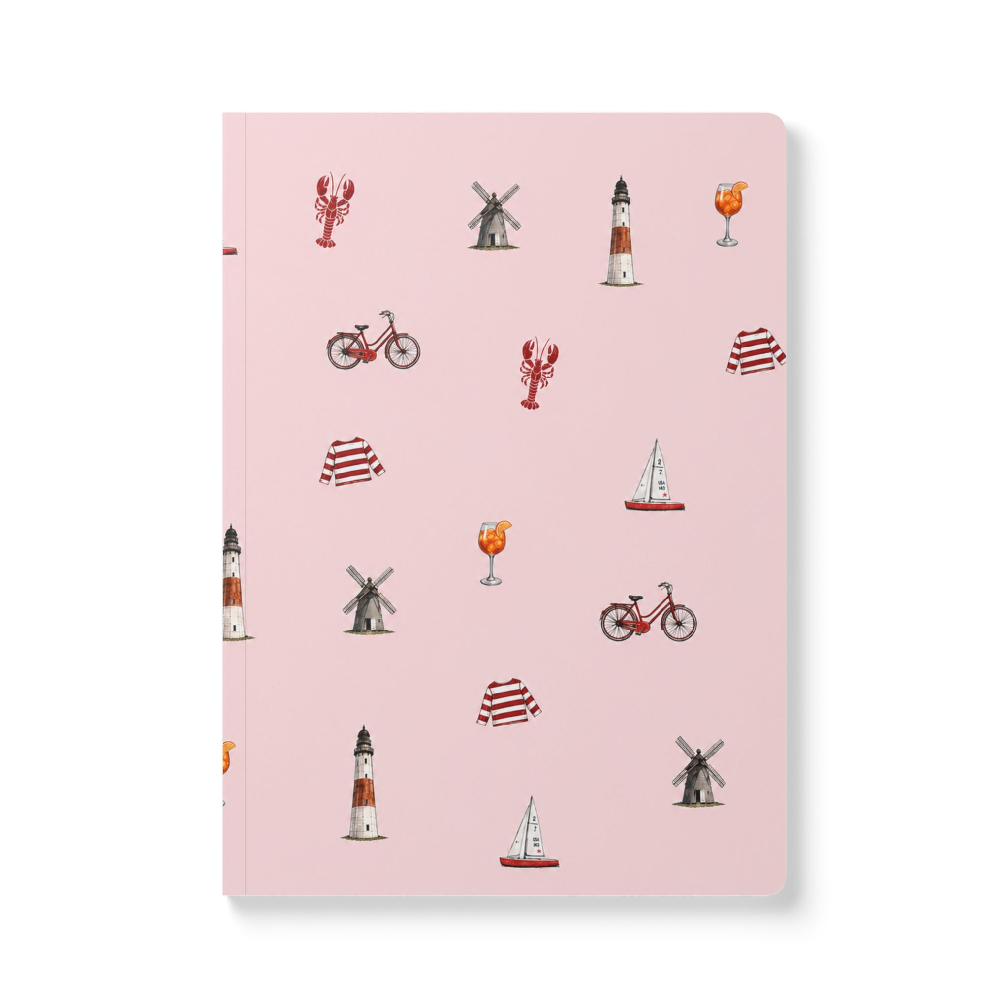 Icons of The Hamptons Pink Softcover Notebook