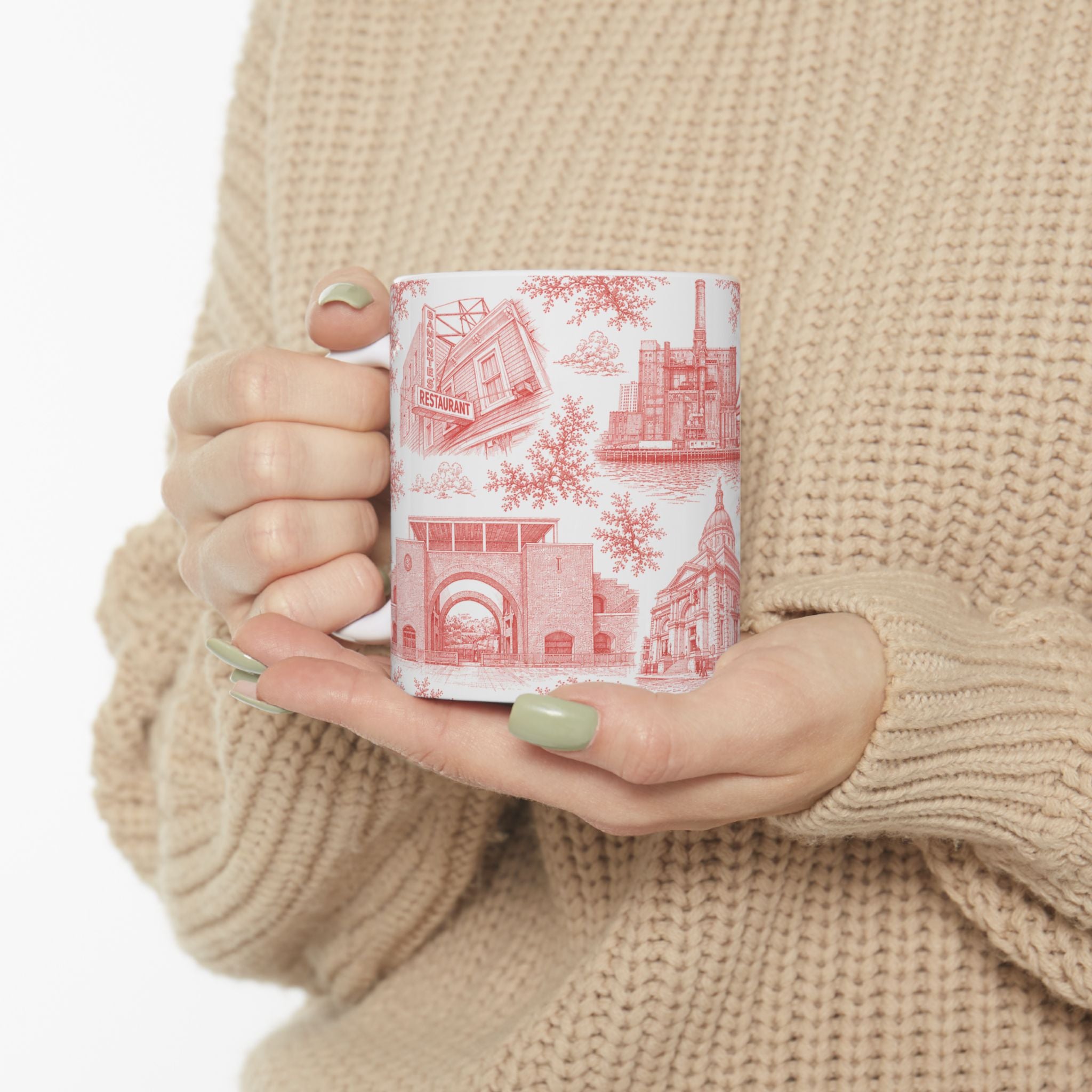 Williamsburg Red Toile de Jouy Mug | Brooklyn Ceramic Chinoiserie Mug