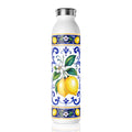 Little Italy Amalfi Blue and White with Lemon Slim Water Bottle — Mediterranean Lemon Ceramic-Style Stainless Bottle