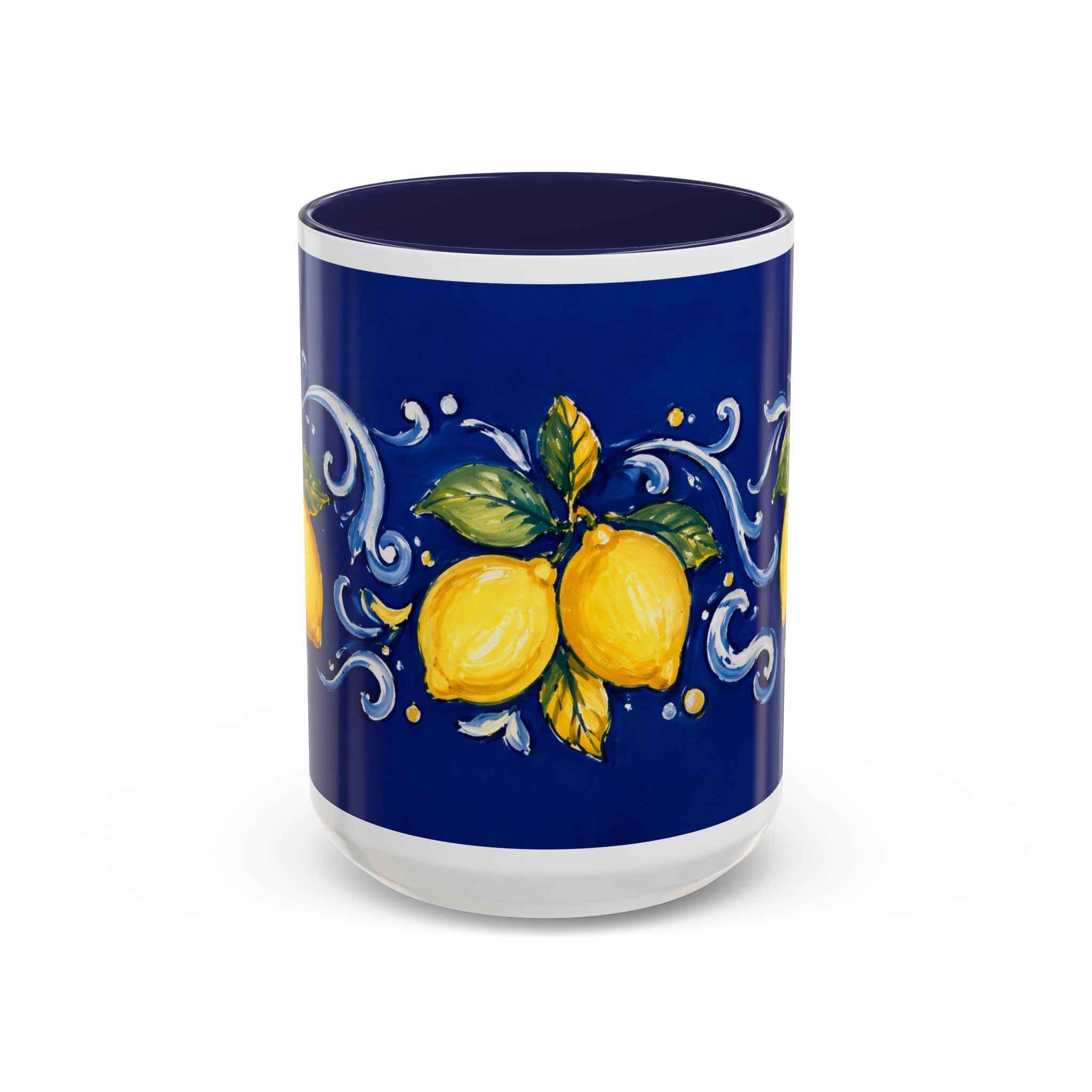 Little Italy Amalfi Blue with Lemon Mug — Blue Ceramic Kitchen Mug (11oz)
