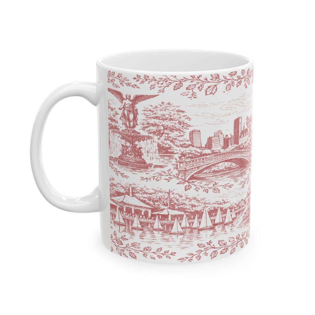 Central Park Red Toile de Jouy Mug | NYC Chinoiserie Ceramic Coffee Cup