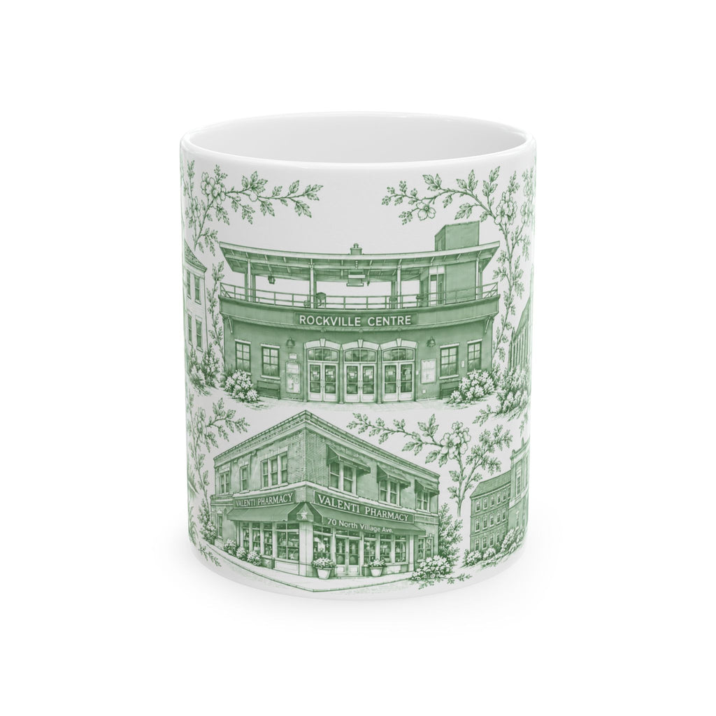Rockville Center Green Toile de Jouy 11 oz Mug