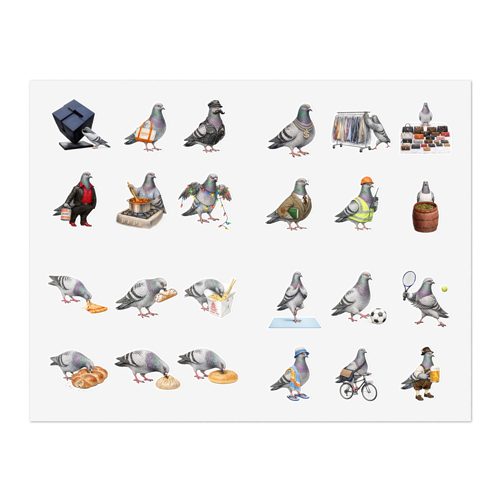 NYC Pigeon Sticker Sheet 2 —24 More Cute New York Bird Decals