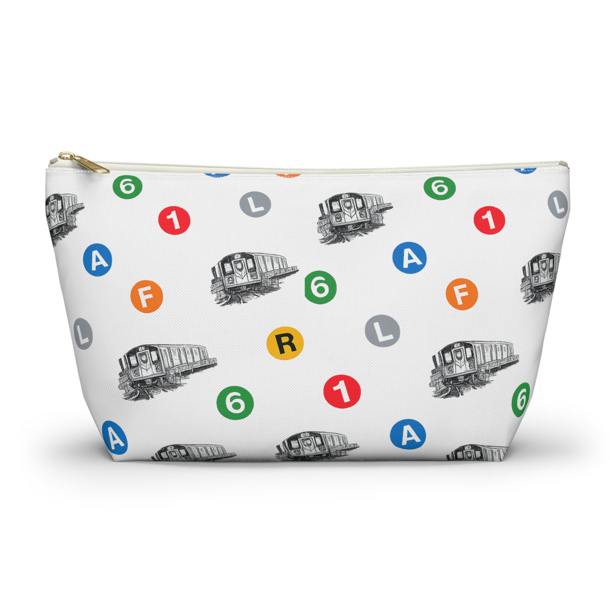 New York Subway Train Transit Icons Large Accessory Pouch — T-Bottom Makeup Bag