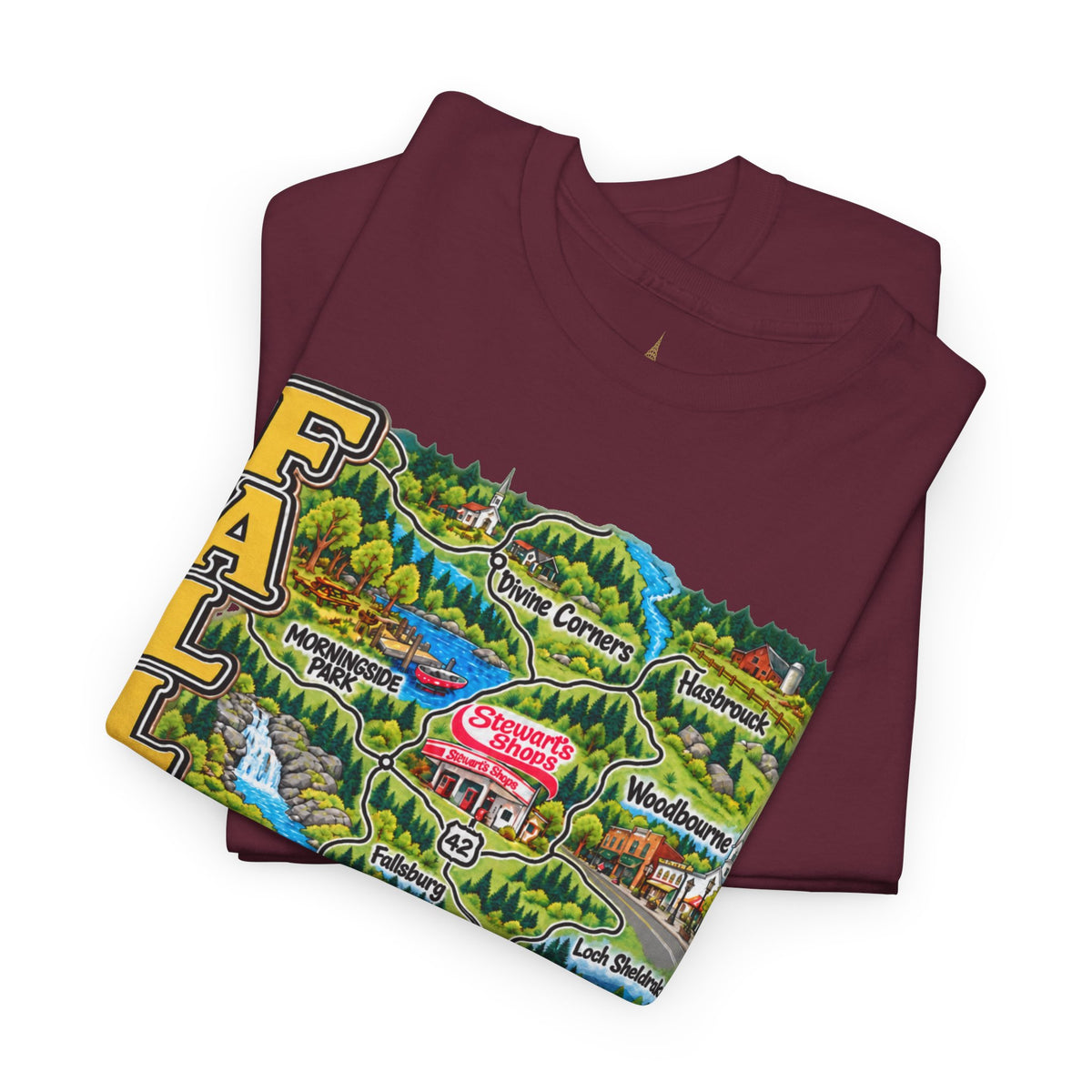 Fallsburg, NY Map T-Shirt  Catskills Upstate New York Tee