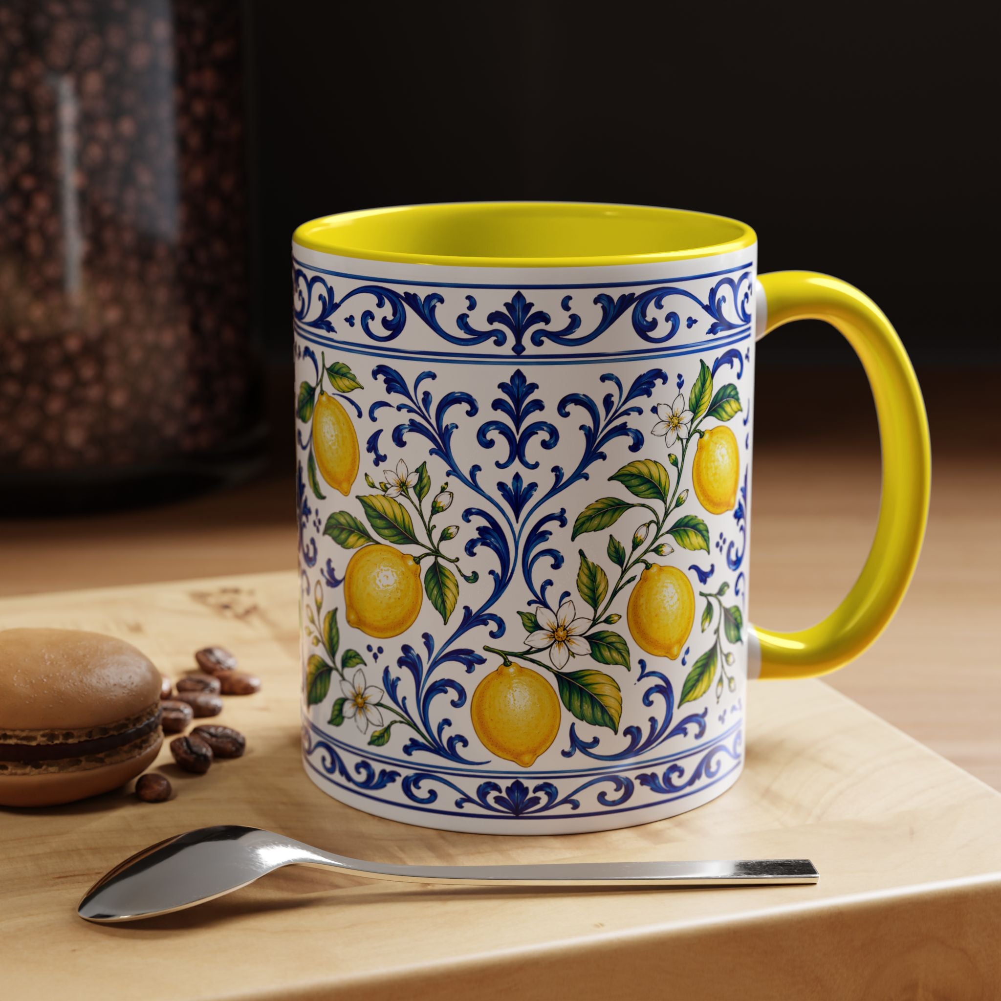 Little Italy Amalfi Blue with Lemon Mug — Blue Ceramic Kitchen Mug (11oz)