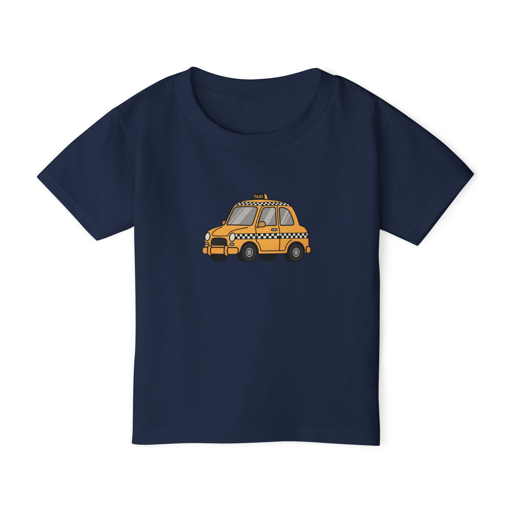 Taxi Cab NYC Kids Toddler T-Shirt — New York Yellow Checkered Taxi Cab Cartoon Graphic Childrens Tee