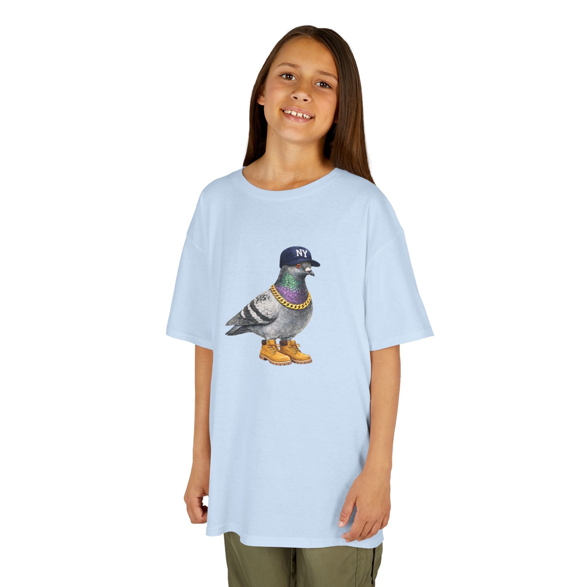 Customizable Bronx NYC Pigeon Kid Tee —  Cute Baseball Fan Bird T-Shirt for Children
