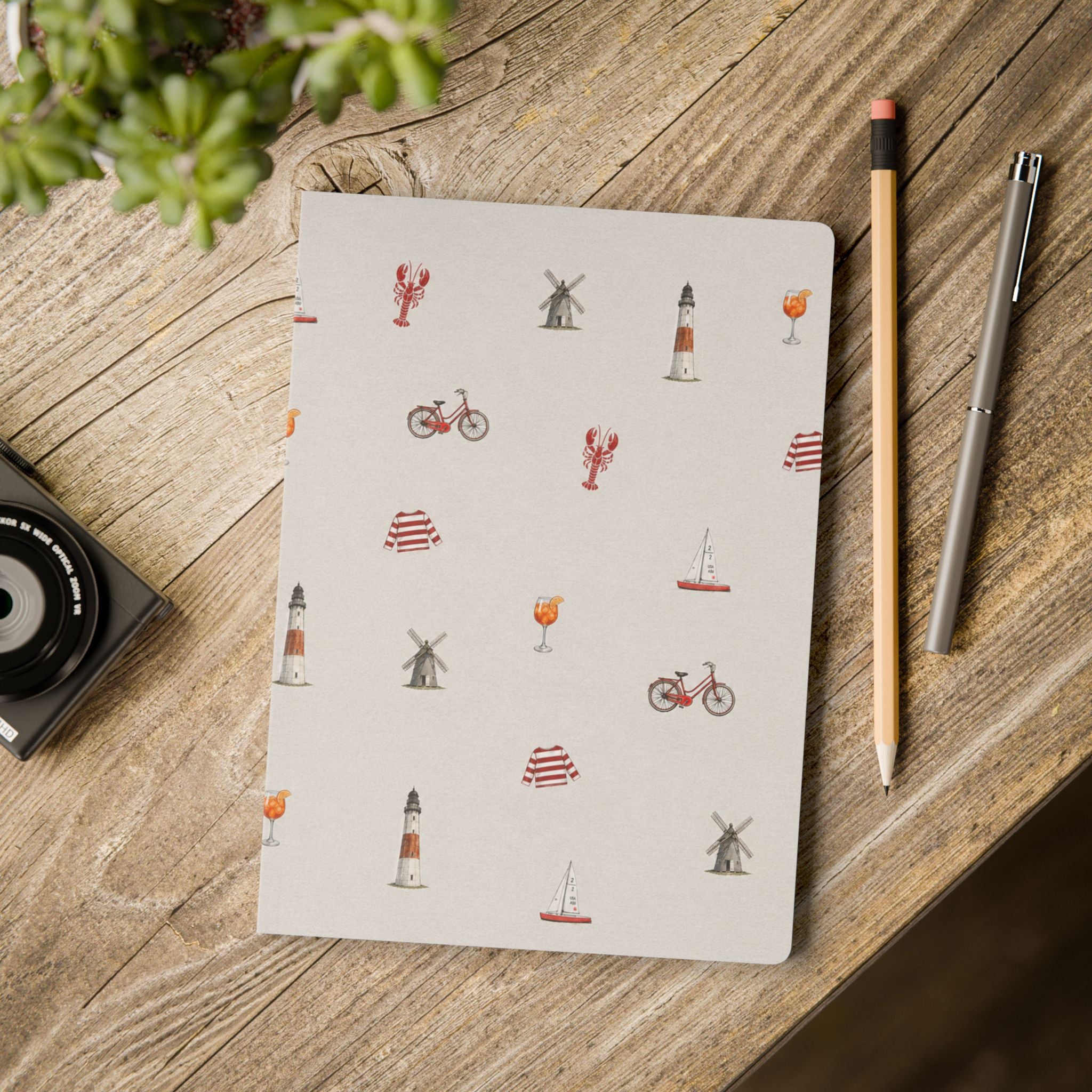 Icons of the Hamptons Heather Gray Softcover Notebook