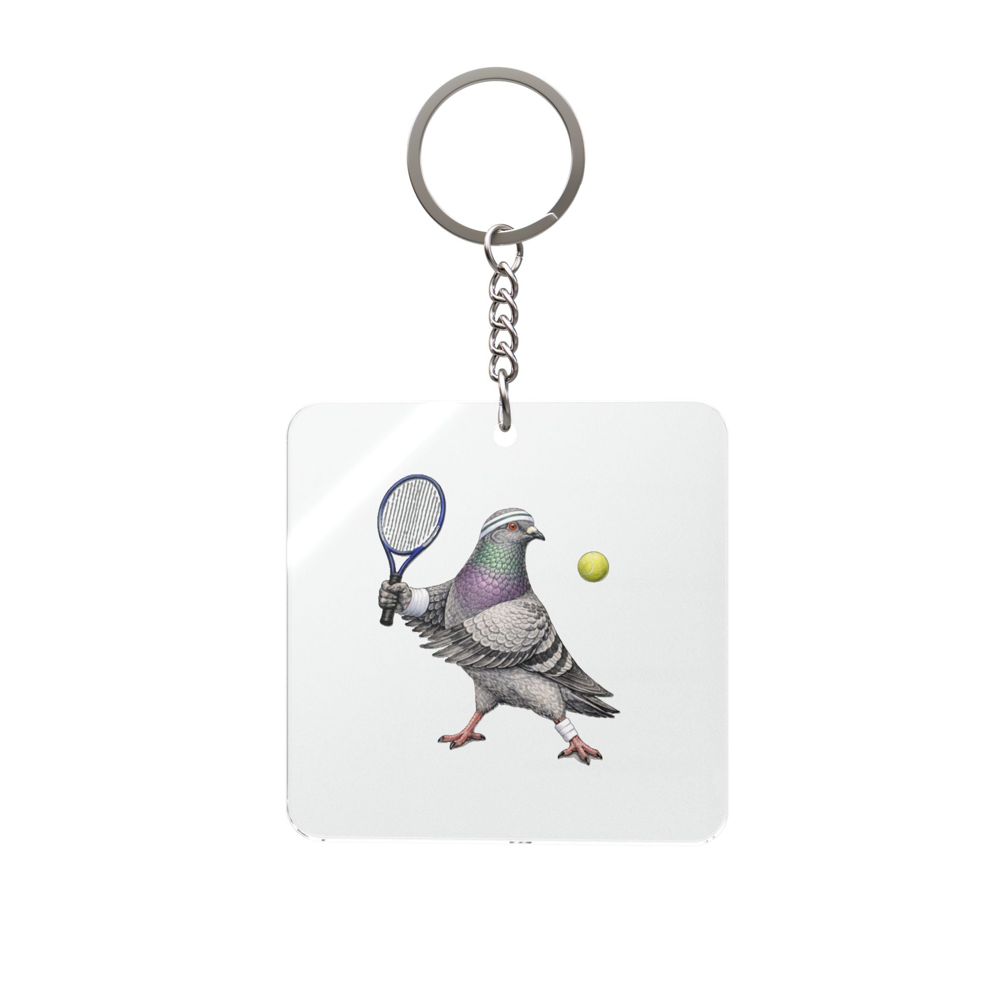 Customizable Forest Hills NYC Pigeon Square Keychain | Queens Tennis Bird Lovers Keyring Gift