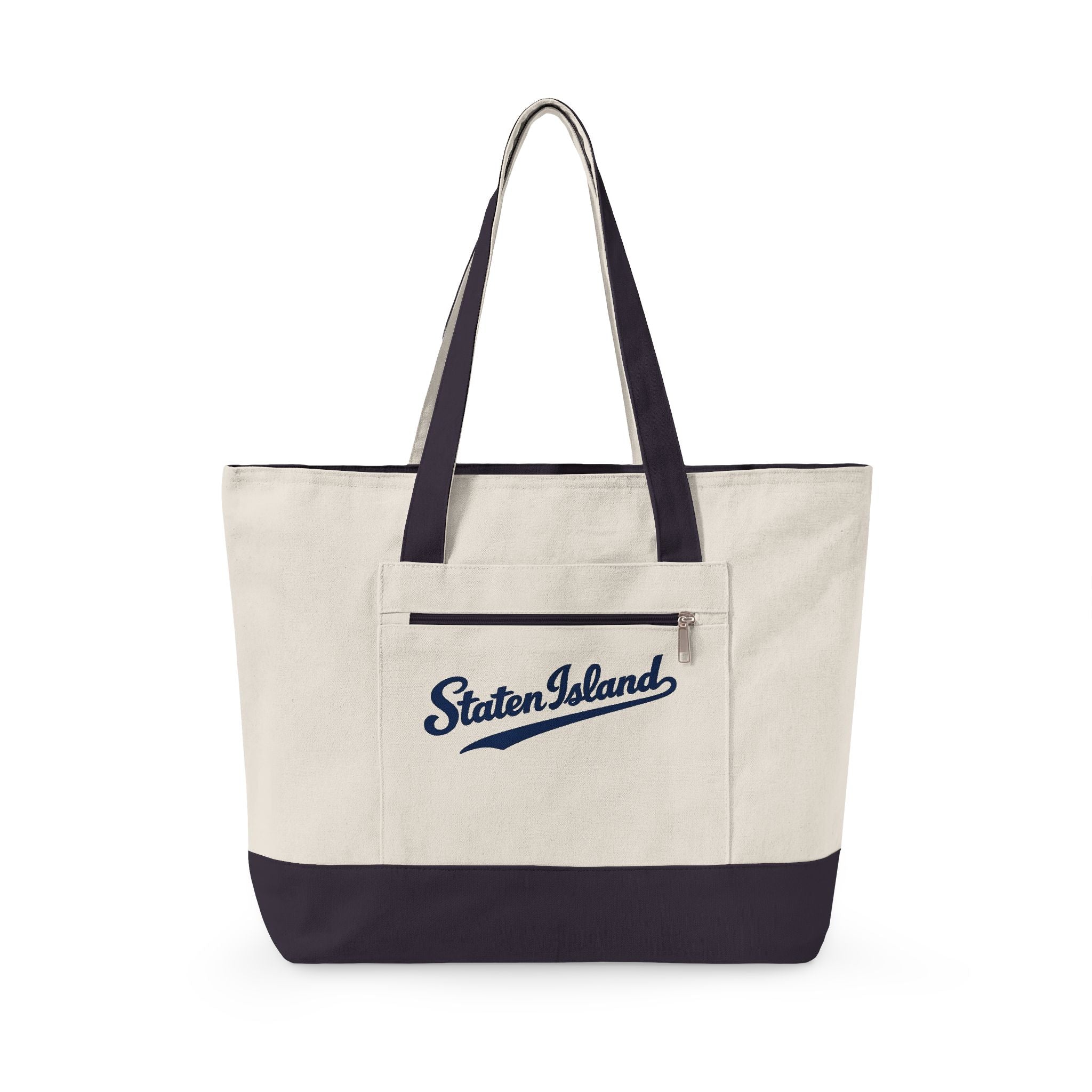 Staten Island Canvas Tote — Zippered Market Bag