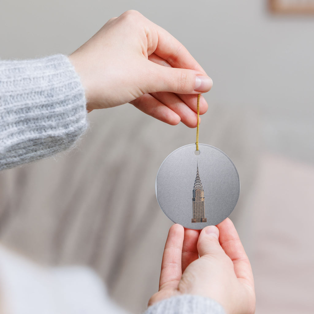 Chrysler Building Ceramic Christmas Tree Ornament — NYC Skyline Holiday Decoration