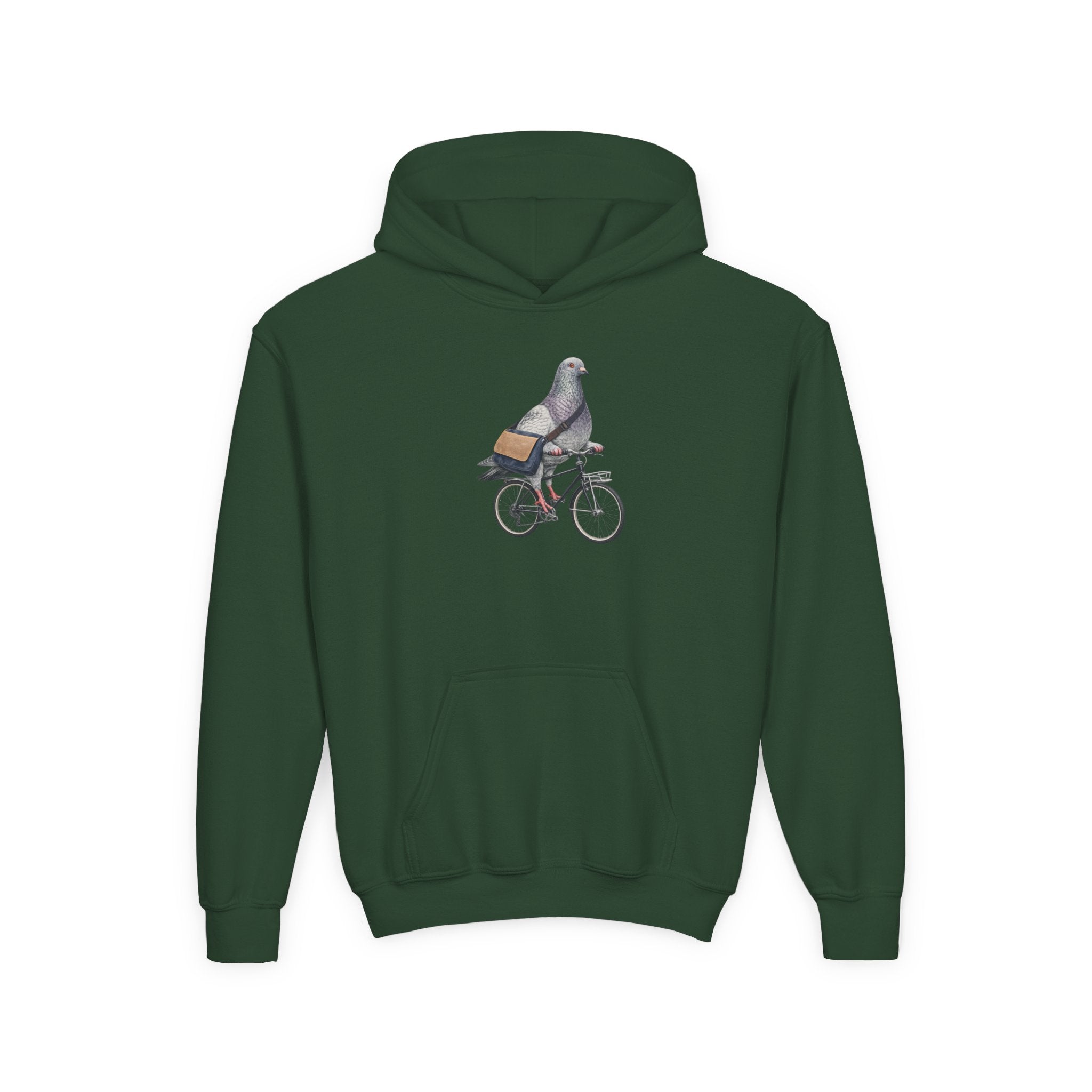 Customizable Midtown NYC Pigeon NYC Kids Hoodie | New York Bike Rider Bird Lovers Childrens Hooded Sweatshirt