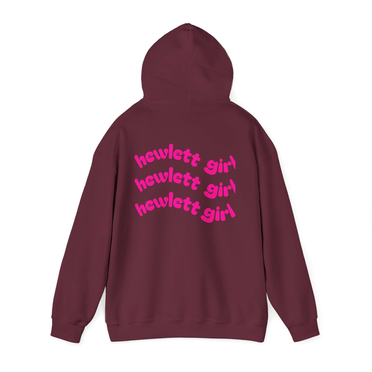 Hewlett Girl Hoodie – Retro Pink Wave Back Print Hooded Sweatshirt