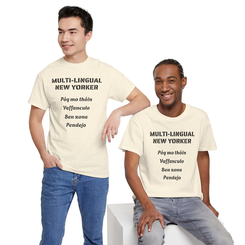 Multi-lingual New Yorker T-Shirt   NYC Polygot Linguist Gag Gift Tee