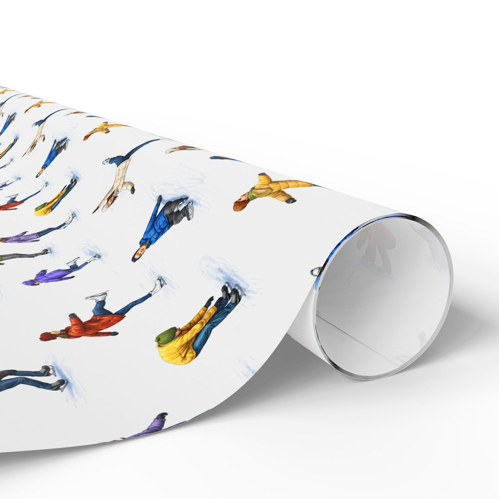 Winter Ice Skaters Gift Wrap Paper | Figure Skating Pattern Wrapping Paper