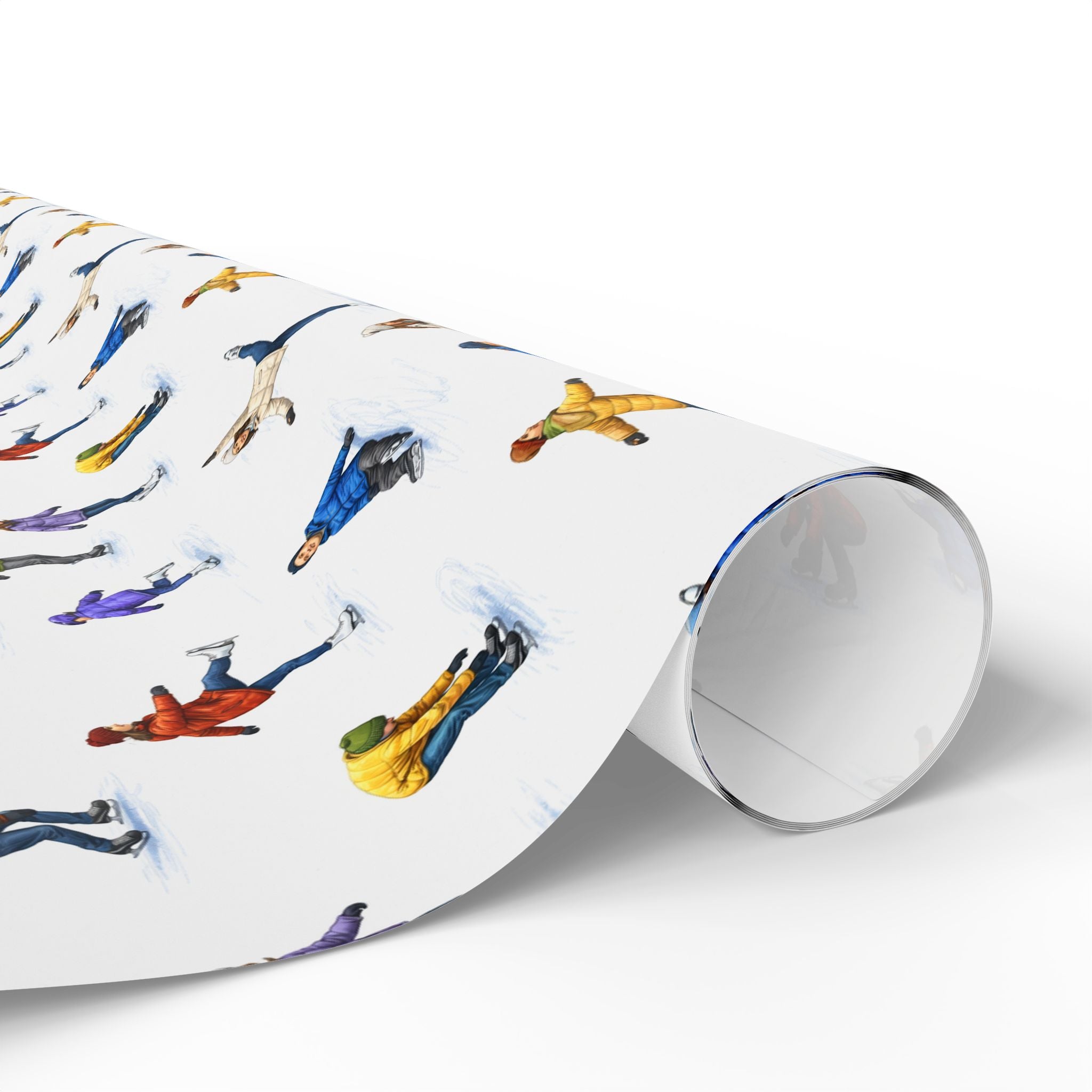 Winter Ice Skaters Gift Wrap Paper | Figure Skating Pattern Wrapping Paper