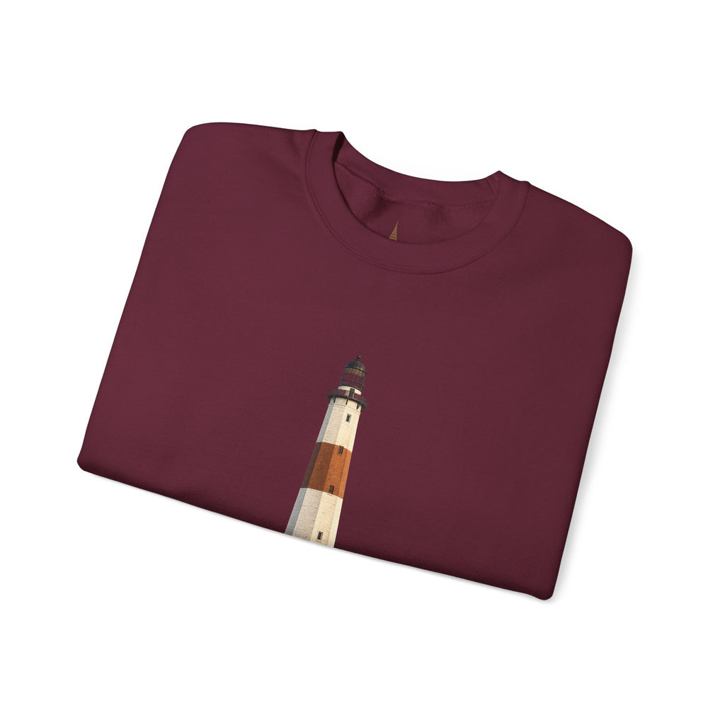 Montauk Lighthouse Minimalist Crewneck Sweatshirt — Montauk Coastal Nautical Graphic Sweater