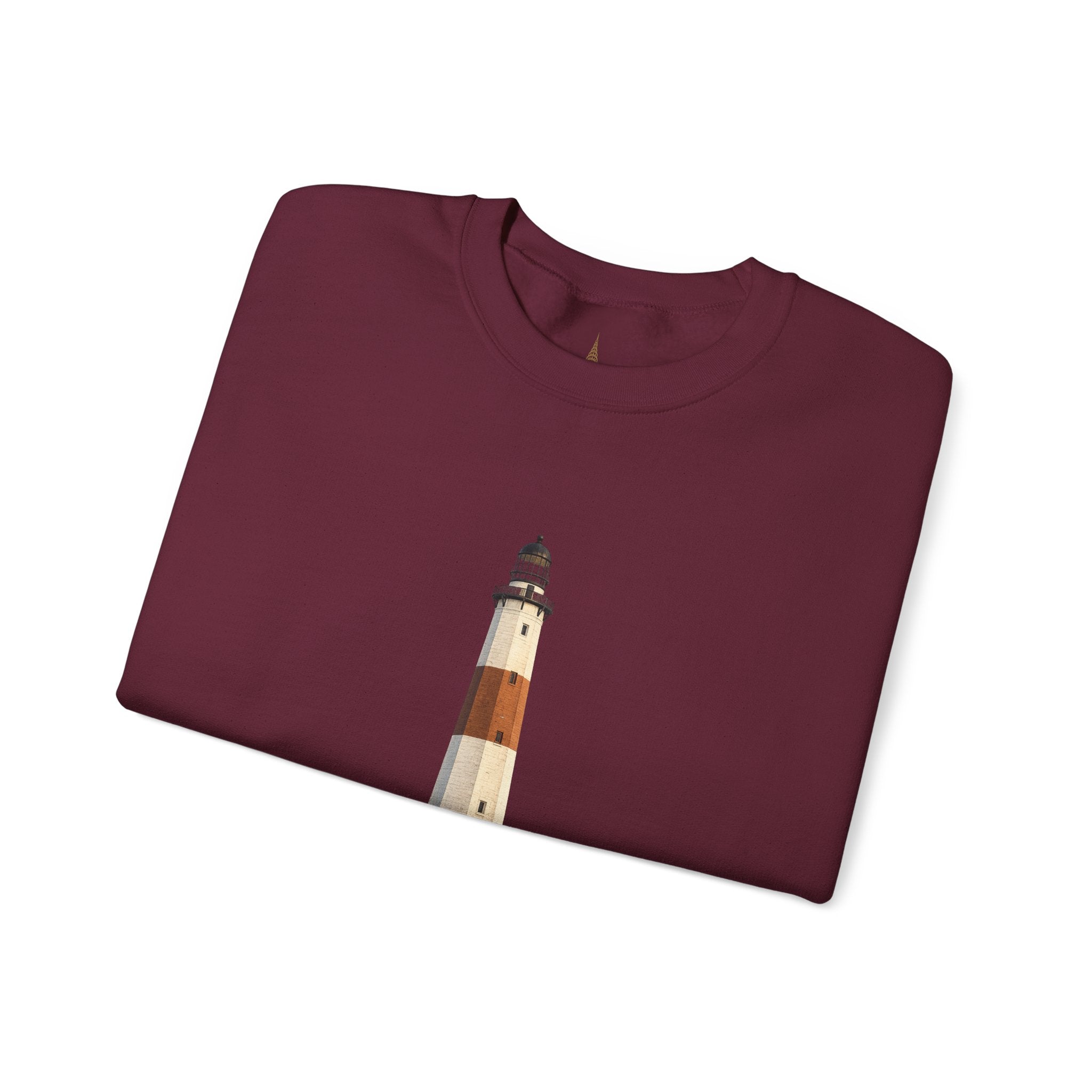 Montauk Lighthouse Minimalist Crewneck Sweatshirt — Montauk Coastal Nautical Graphic Sweater
