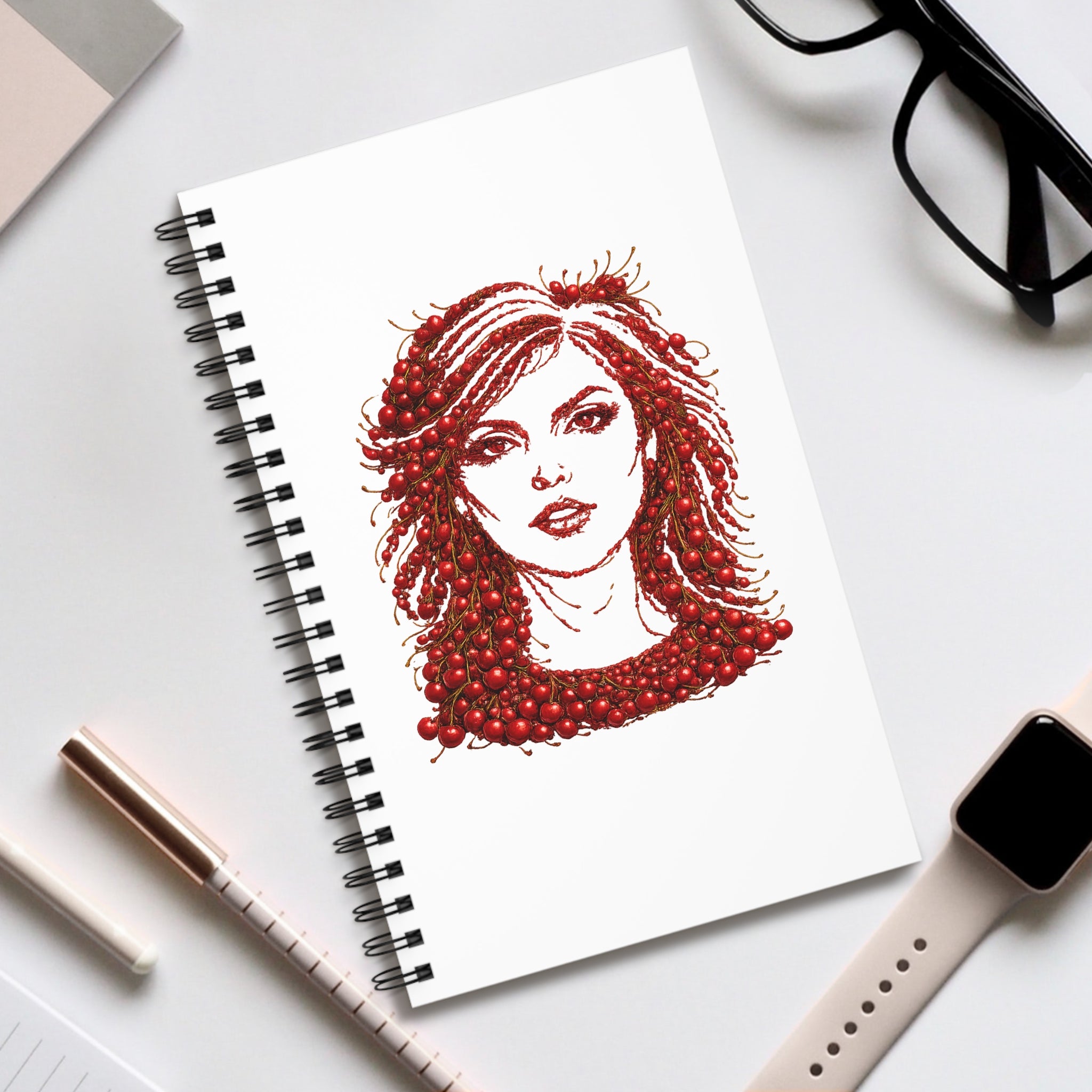 Customizable Cherry Debbie Harry Spiral Journal | NYC Music Blondie Notebook
