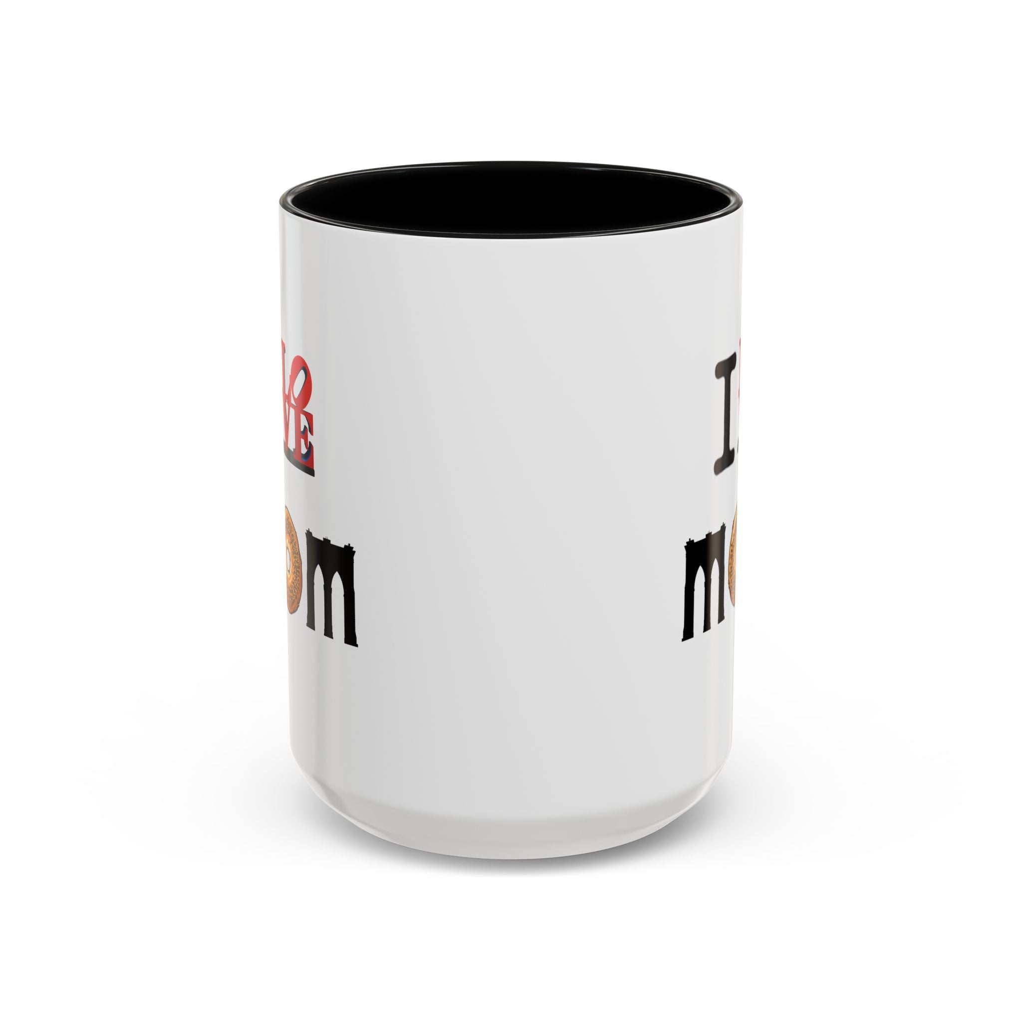 I Love NY Mom Mug | I Love Mom Mother's Day Bagel Brooklyn Bridge Accent Coffee Mug 11oz
