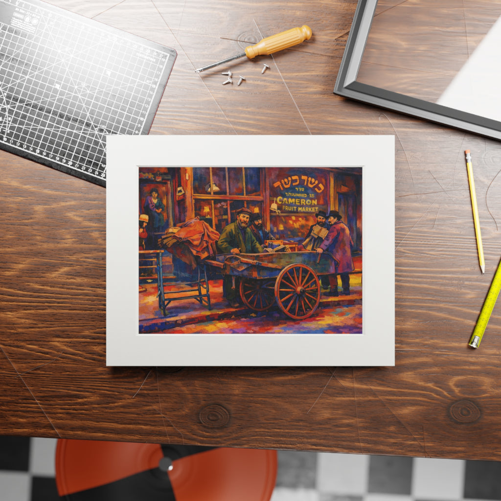 Colorized Historic Lower East Side 1 | Old New York Street Vendor Mat Frame