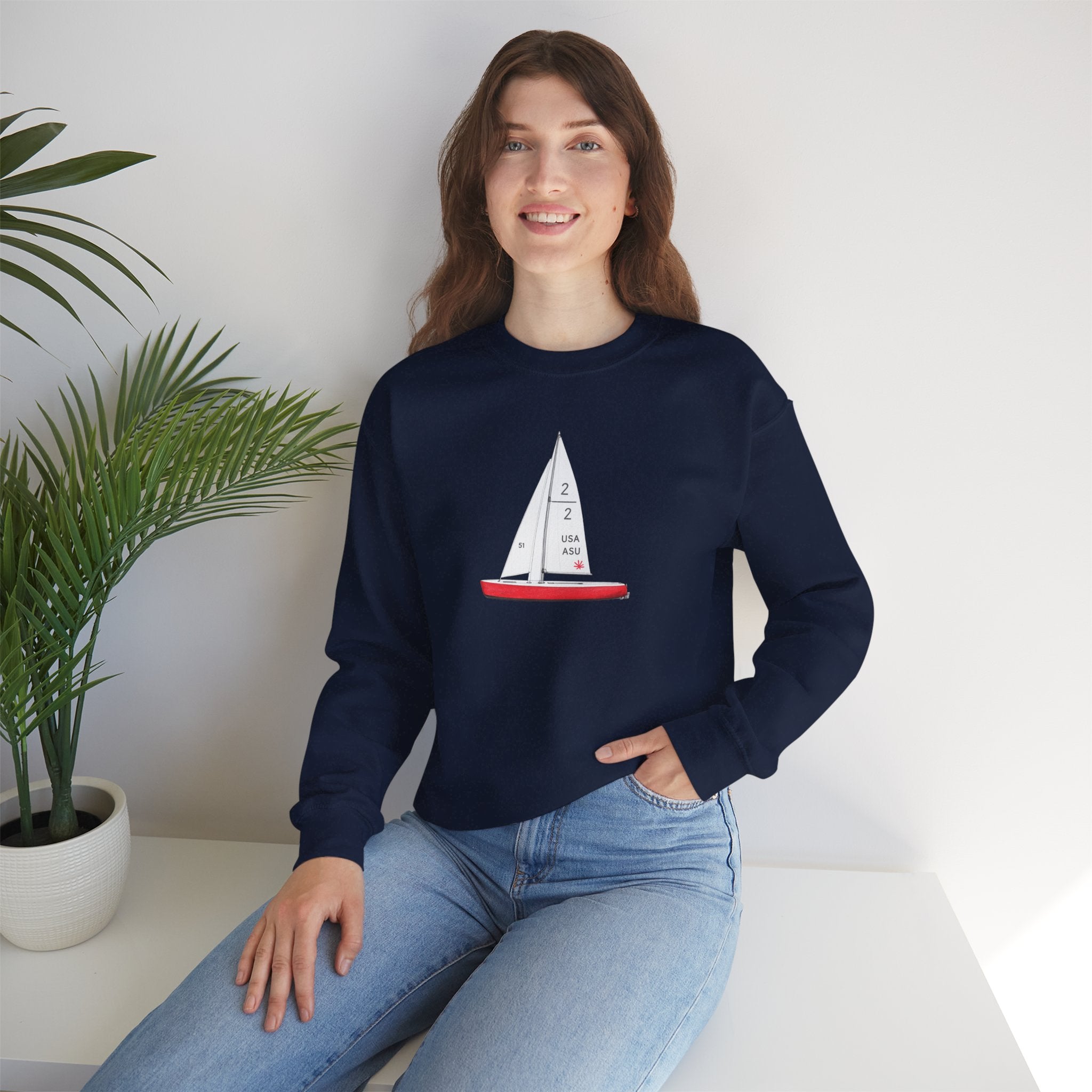 Sudadera con cuello redondo y diseño de velero del Central Park — Suéter gráfico náutico costero de NYC