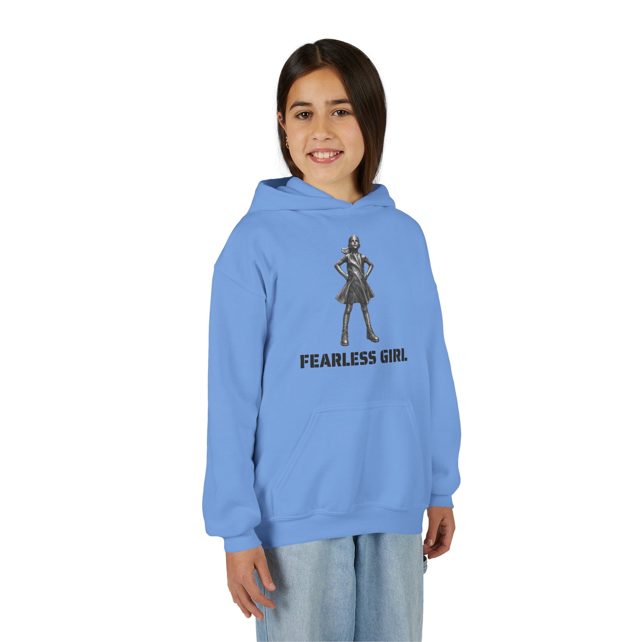 Fearless Girl NYC Kids   Feminist Girl Power New York Childrens Hooded Sweatshirt