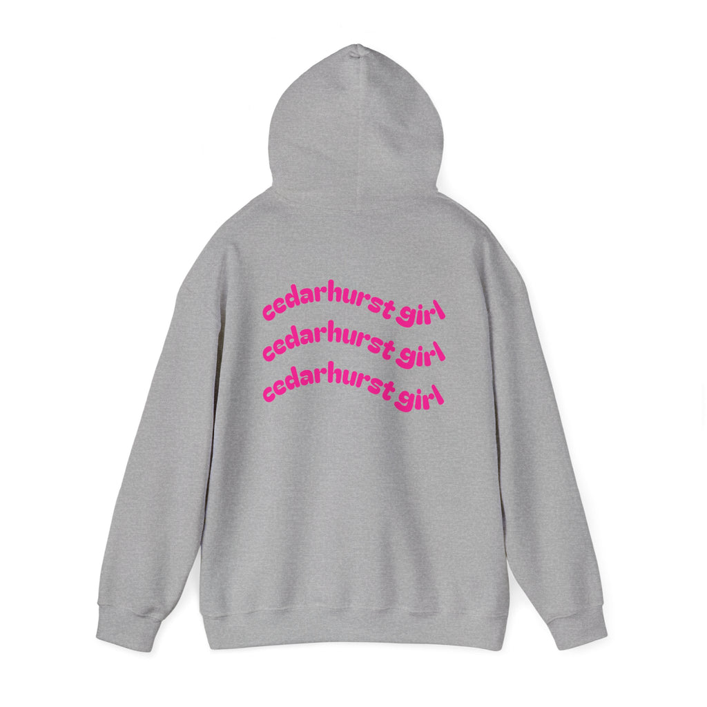 Cedarhurst Girl Hoodie – Retro Pink Wave Back Print Hooded Sweatshirt