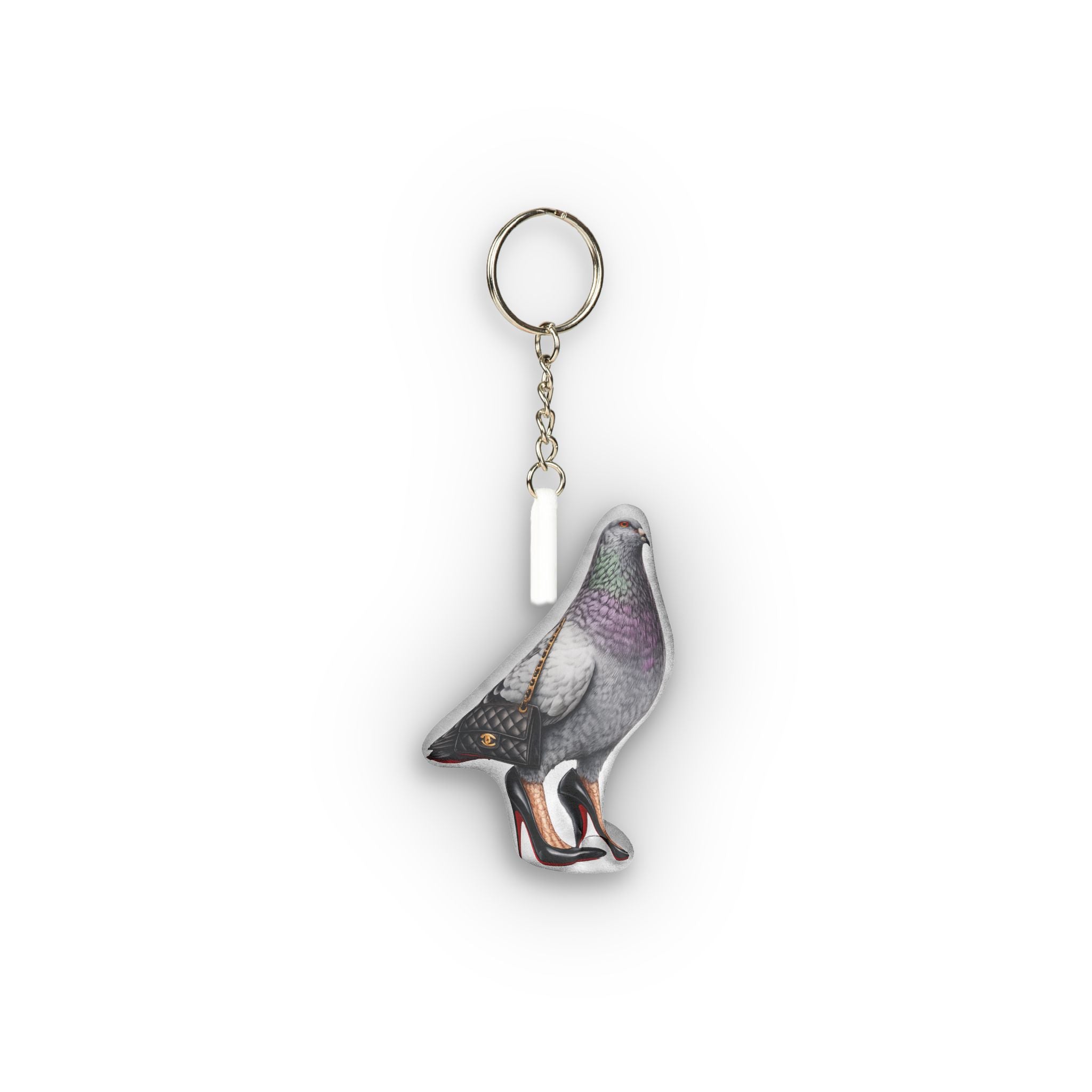 Meatpacking District NYC Pigeon Mini Plush Keychain |  Stylish Designer Bird Lovers Plushie Bag Charm