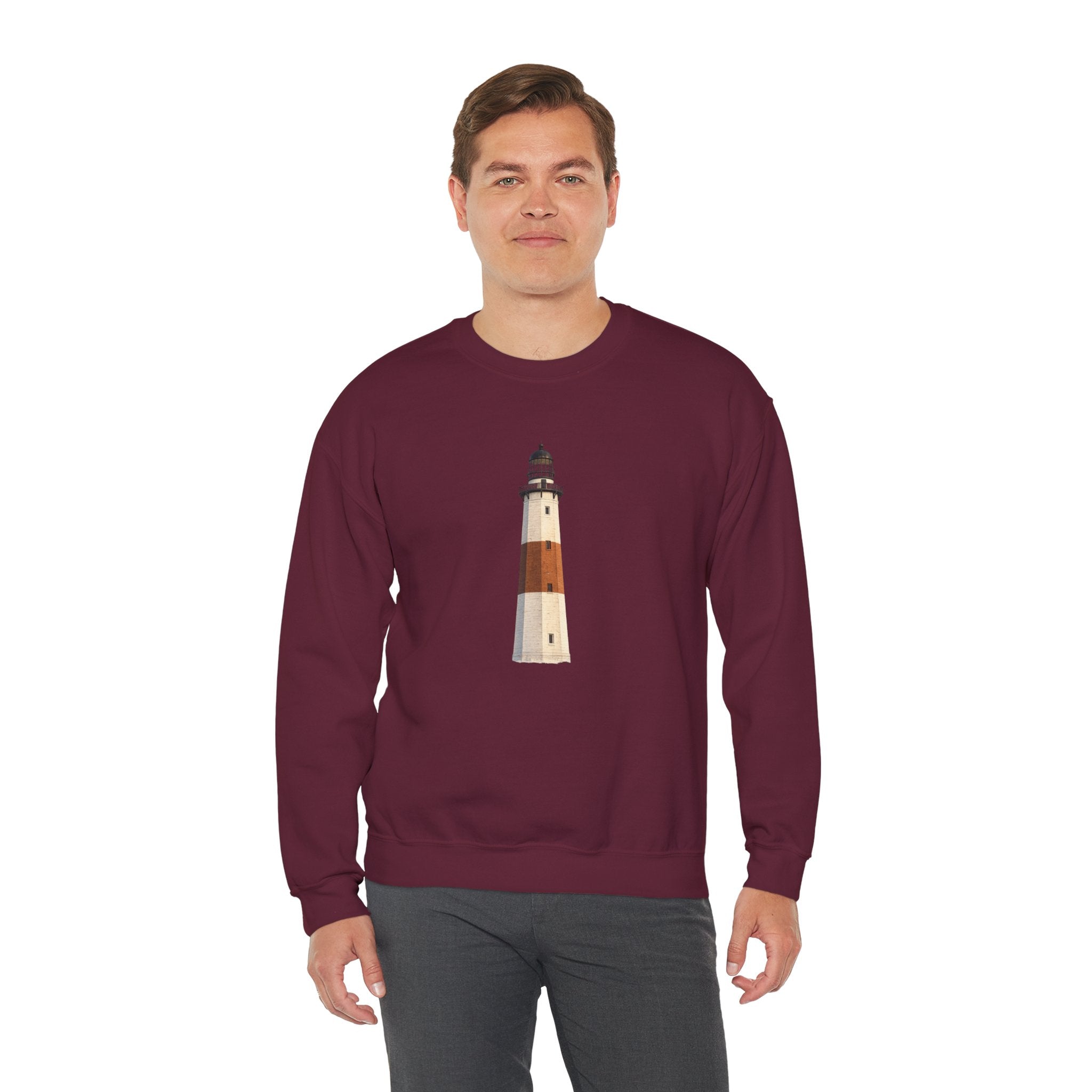 Montauk Lighthouse Minimalist Crewneck Sweatshirt — Montauk Coastal Nautical Graphic Sweater