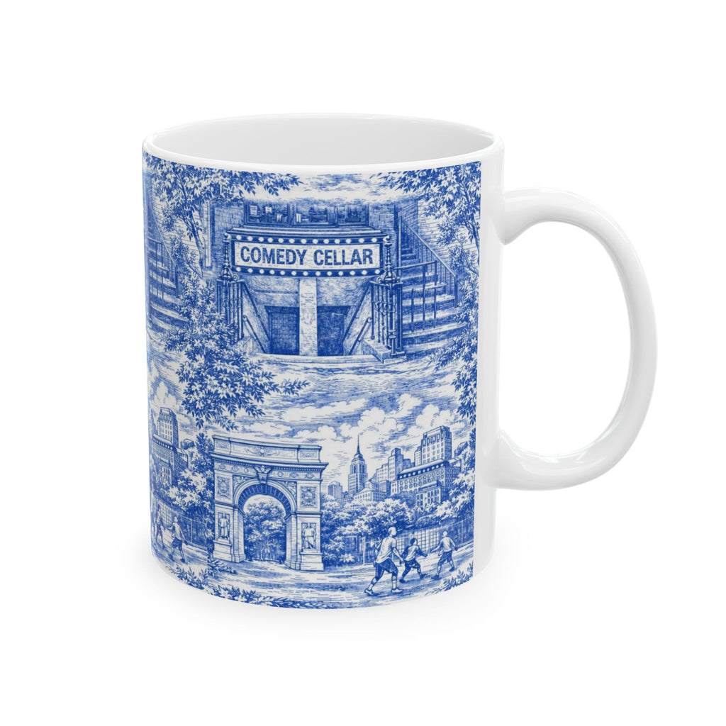 Greenwich Village Blue and White Toile de Jouy Mug | NYC Chinoiserie Ceramic Coffee Cup