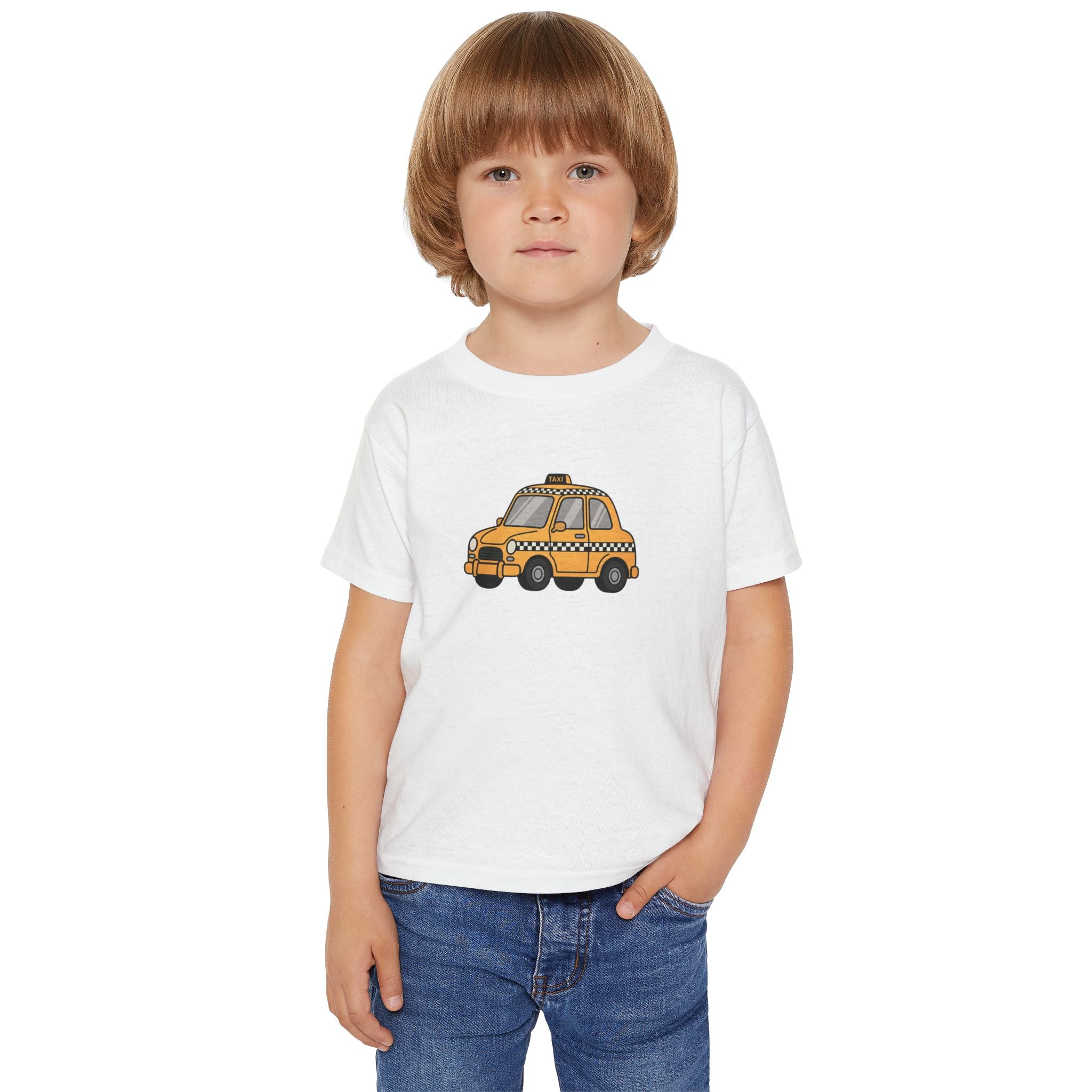 Camiseta de taxi de Nueva York para niños pequeños — Camiseta infantil con diseño de taxi amarillo a cuadros de Nueva York