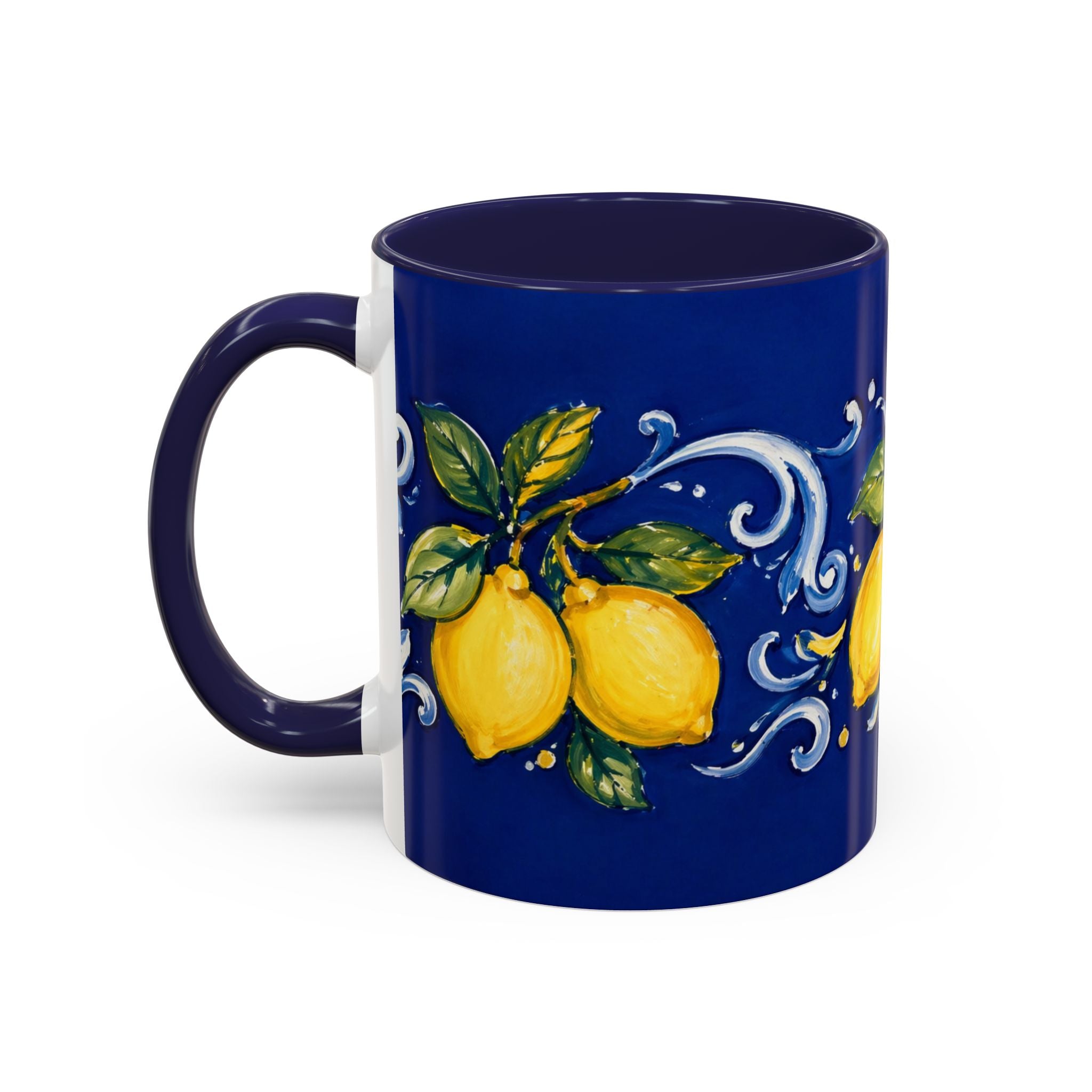 Little Italy Amalfi Blue with Lemon Mug — Blue Ceramic Kitchen Mug (11oz)
