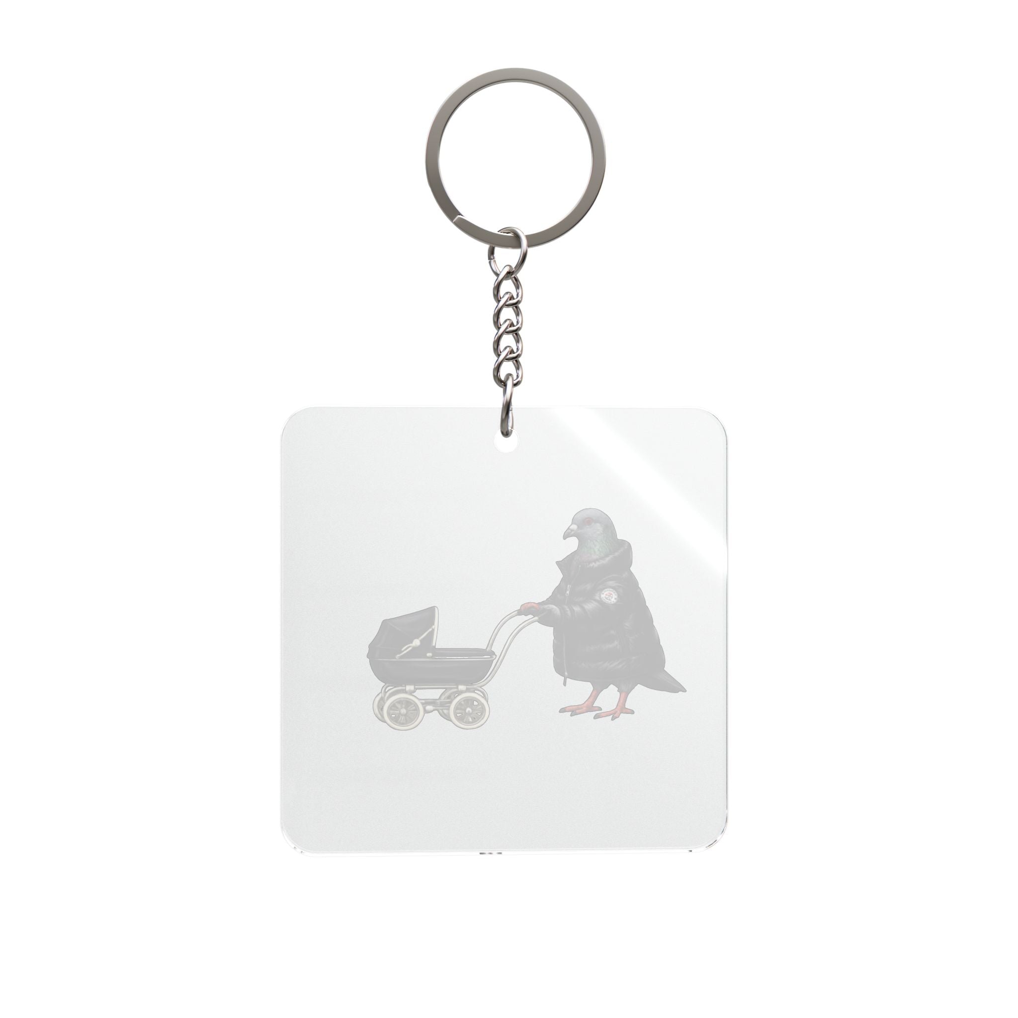 Customizable Park Slope NYC Pigeon Square Keychain | NYC Brooklyn Mommy Bird Lovers Keyring