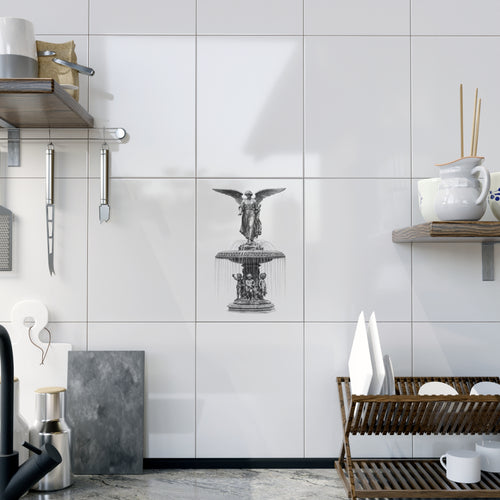 Central Park Bethesda Fountain Ceramic Shower Tile — New York City Fountain Kitchen Backsplash Tile 6" x 8"