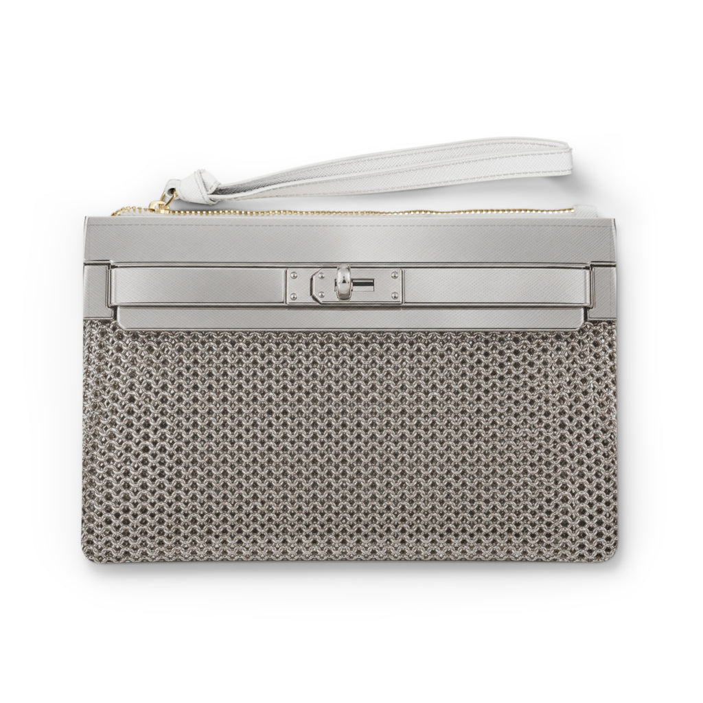 Canal Street Silver Clutch Bag — Elegant Wristlet Purse for Evening & Gifts