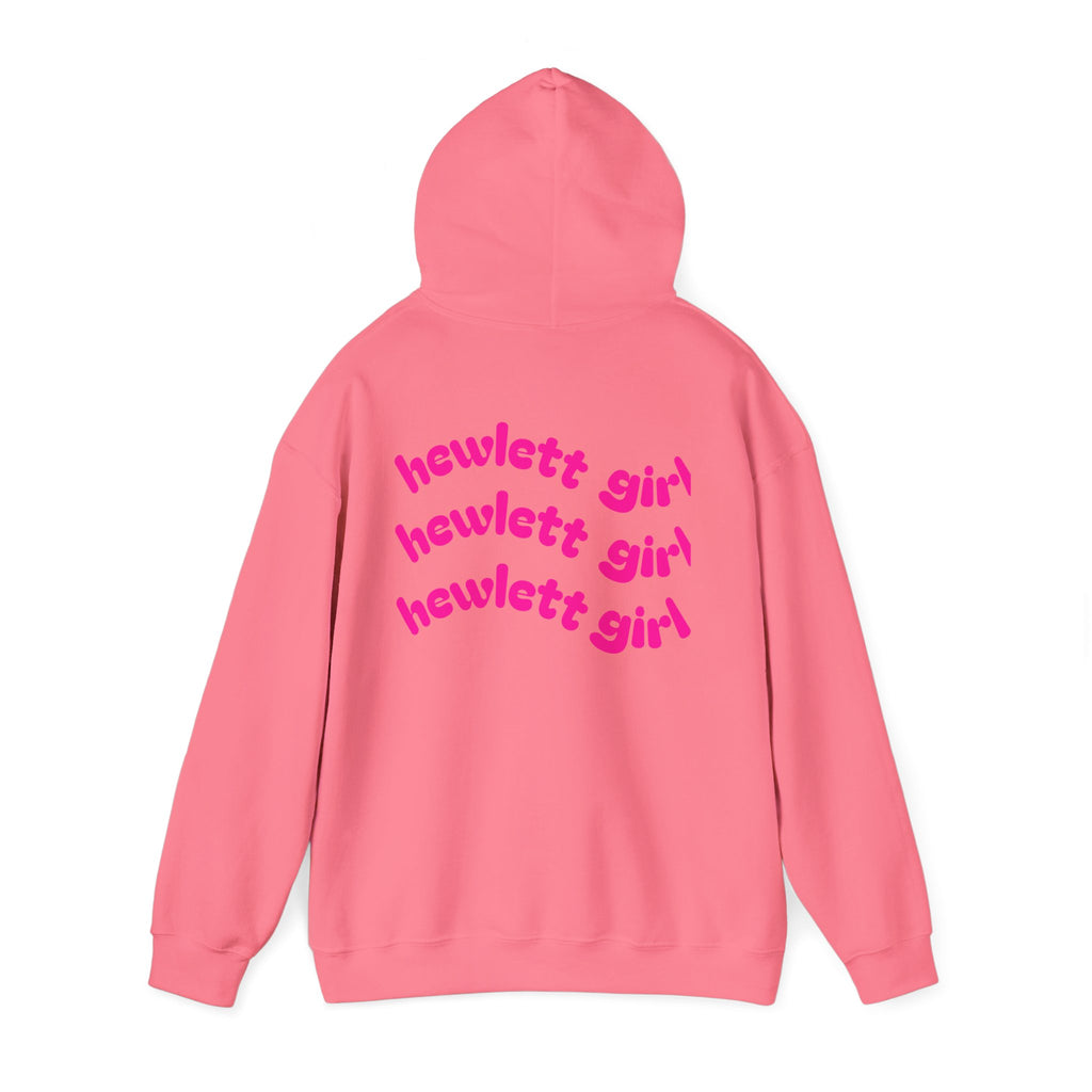 Hewlett Girl Hoodie – Retro Pink Wave Back Print Hooded Sweatshirt