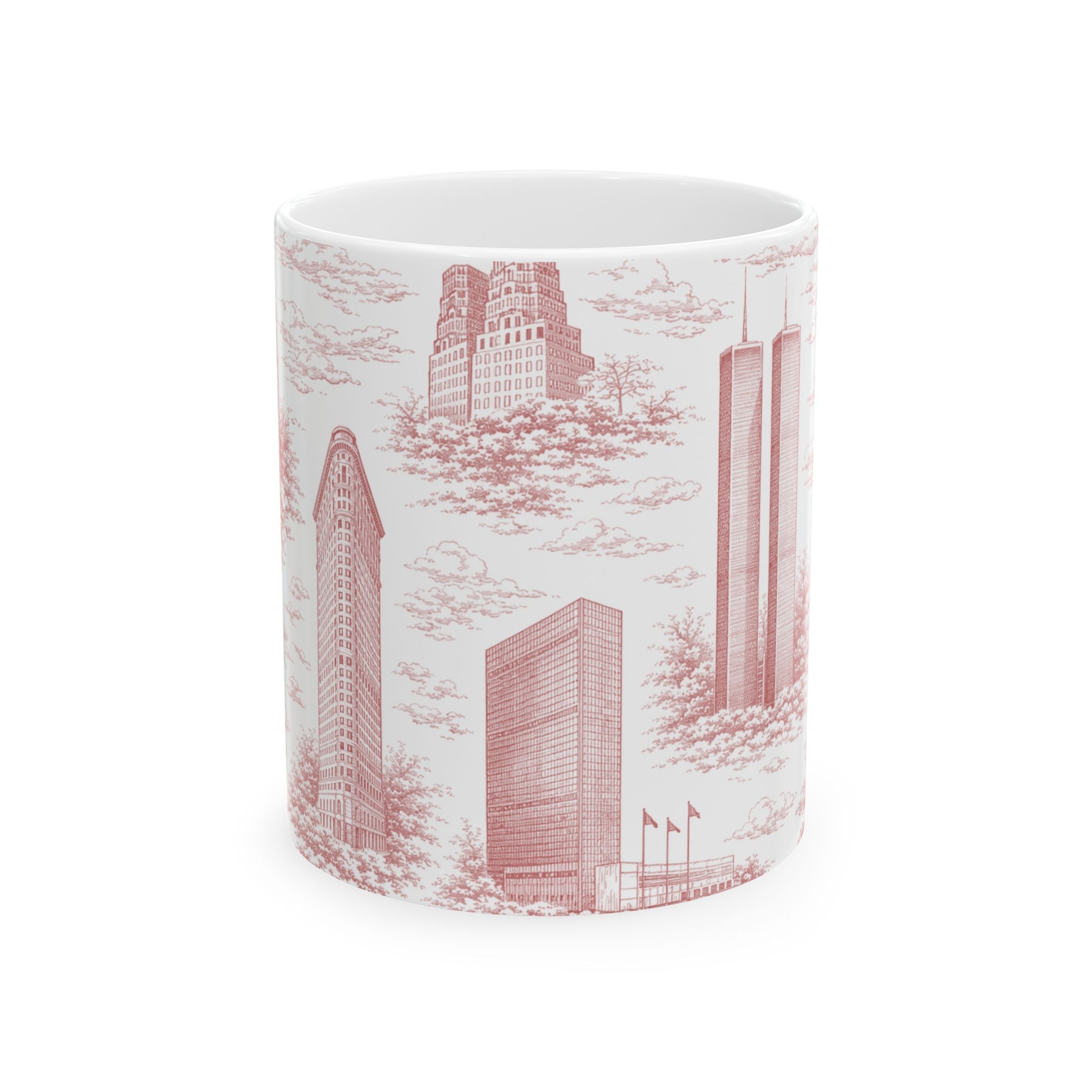 Manhattan Red Toile de Jouy Mug | New York City Chinoiserie Ceramic Coffee Cup