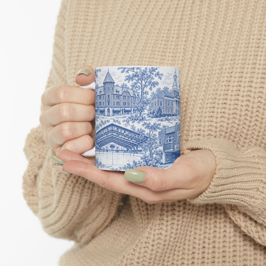 Great Neck Blue Toile de Jouy 11oz Ceramic Mug