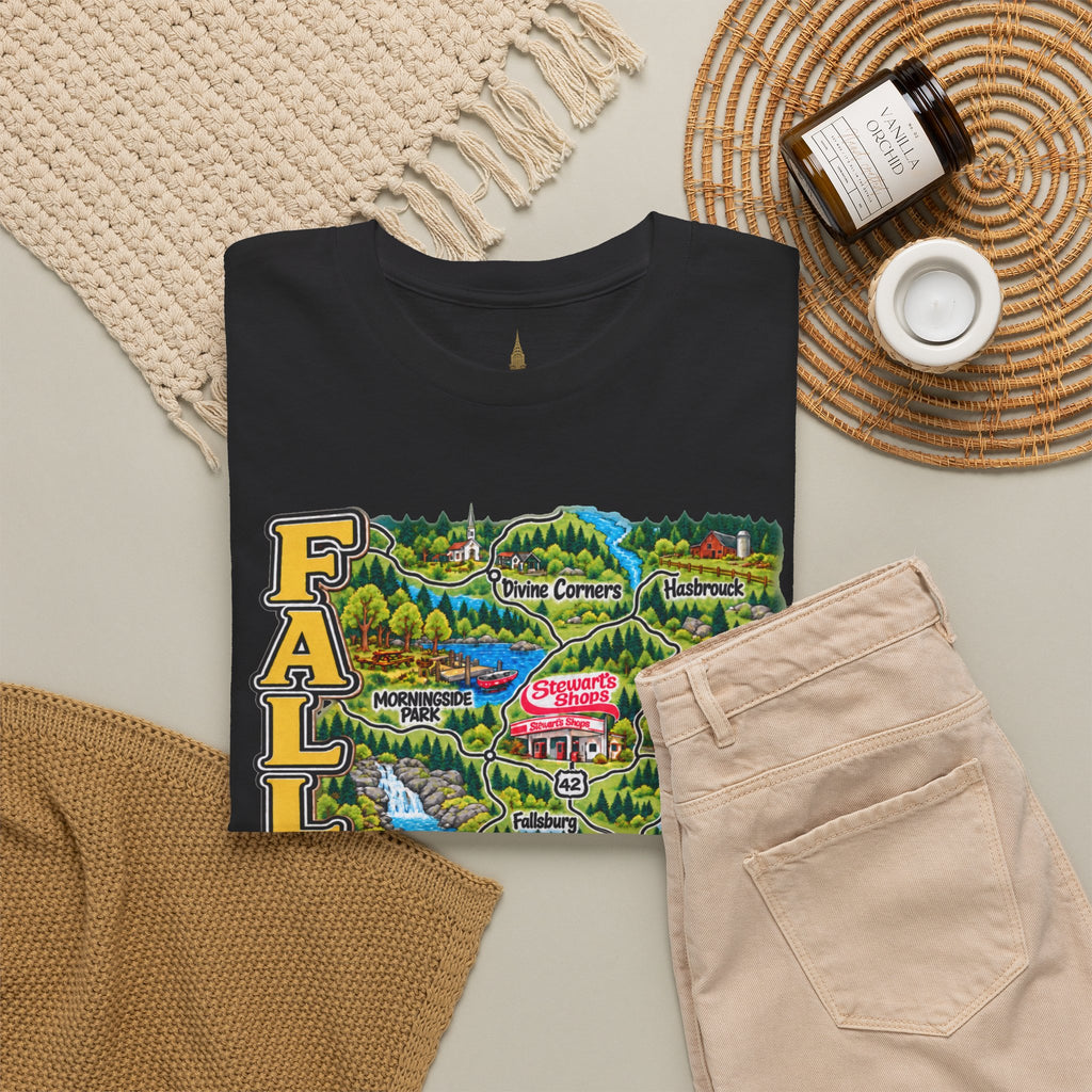 Fallsburg, NY Map T-Shirt  Catskills Upstate New York Tee