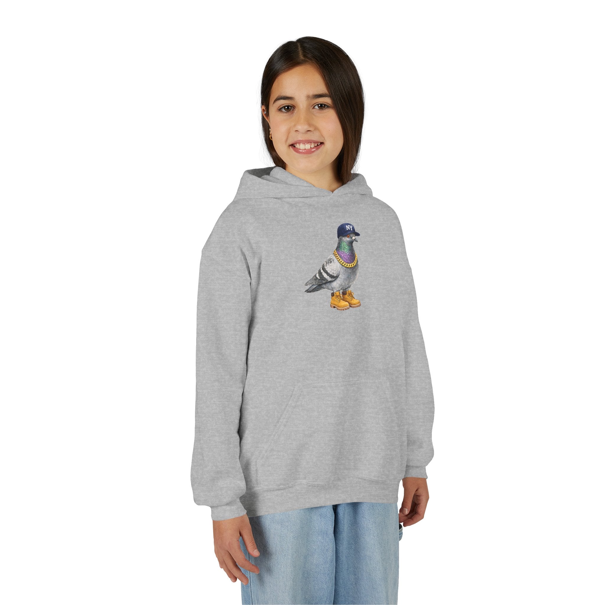 Customizable Bronx NYC Pigeon NYC Kids Hoodie | New York Baseball Sports Fan Bird Lovers Childrens Hooded Sweatshirt