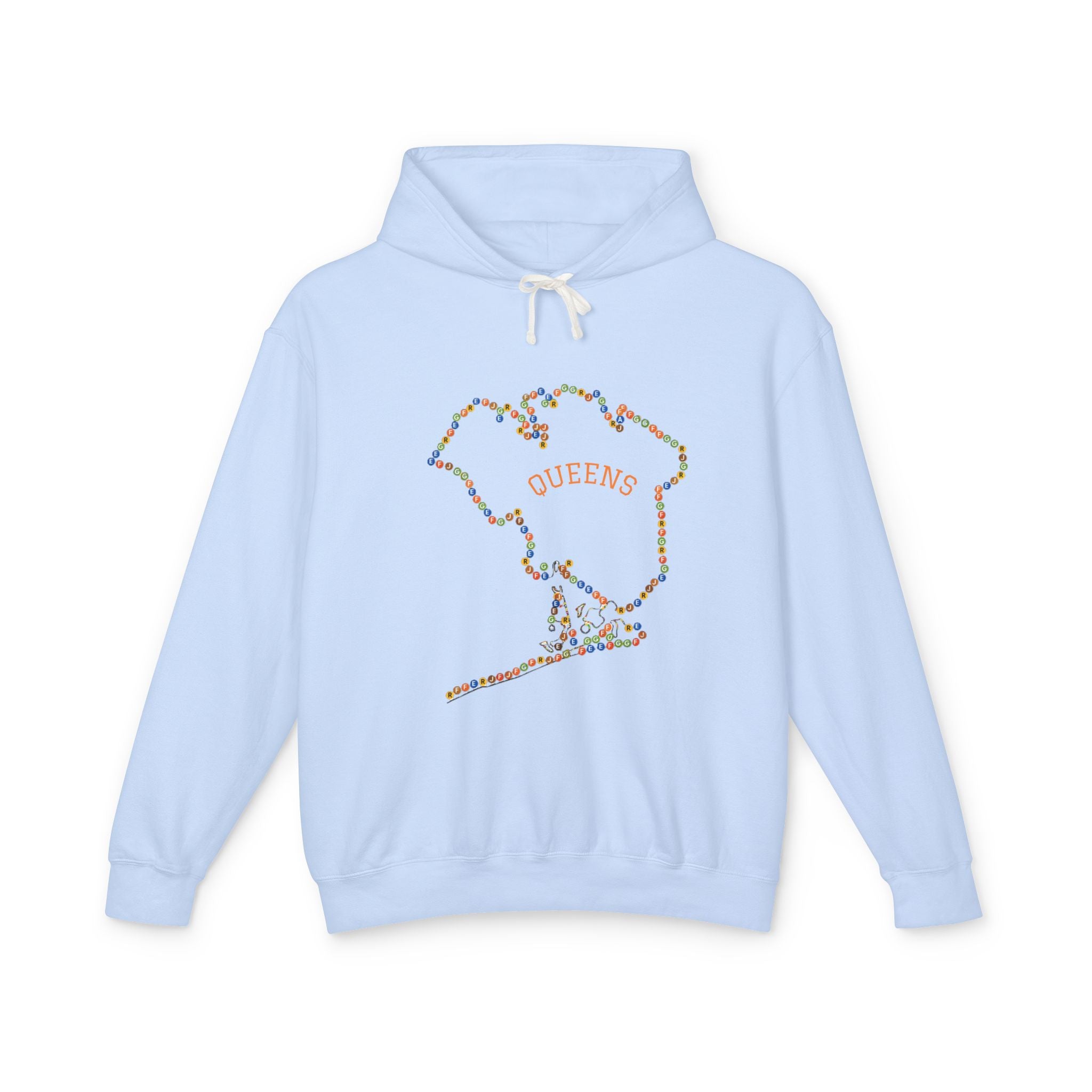 Queens Map Subway Signs Hoodie | New York Borough Outline Hooded Sweatshirt