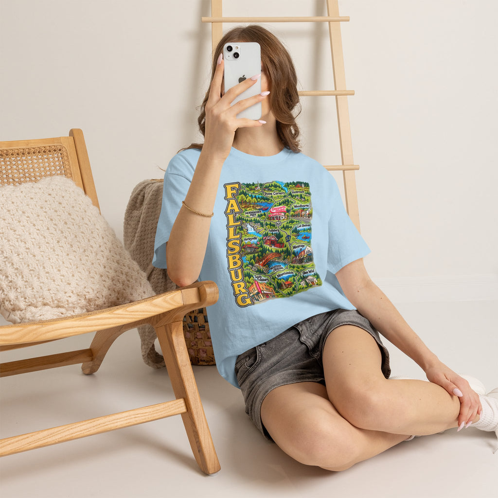 Fallsburg, NY Map T-Shirt  Catskills Upstate New York Tee