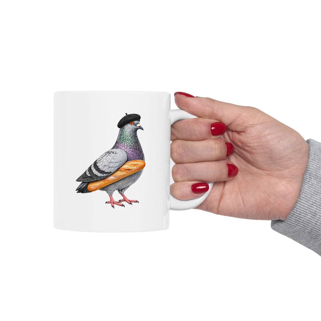 Customizable Carroll Gardens NYC Pigeon Mug | French Bakery Bird Lovers Ceramic Coffee Cup