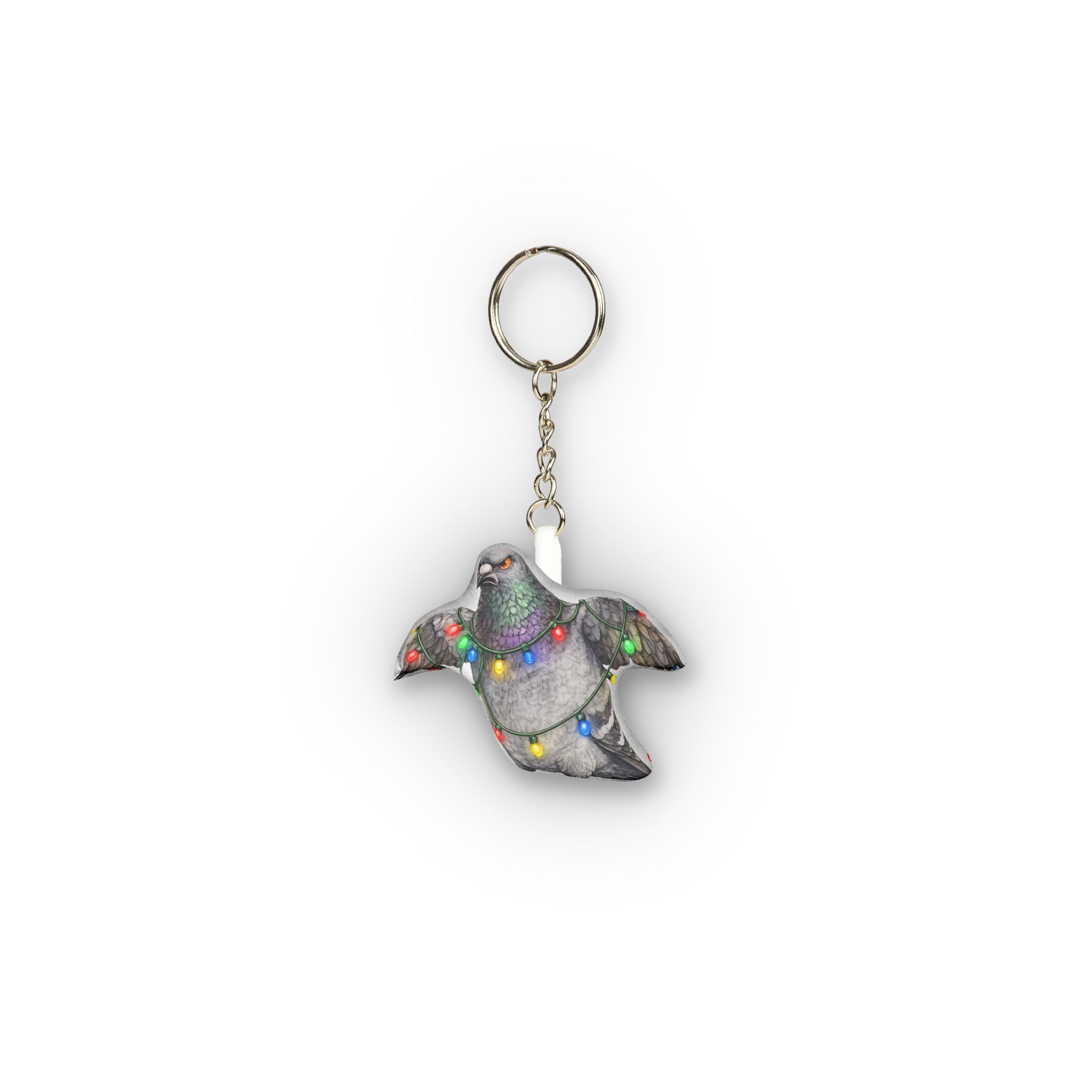 Dyker Heights NYC Pigeon Mini Plush Keychain | Brooklyn Christmas Lights Bird Lovers Plushie Bag Charm