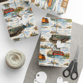 NYC Commuter Bridge & Tunnel Proud Toile NYC Gift Wrapping Paper | New York City Transit Subway Ferry Toile Pattern Roll
