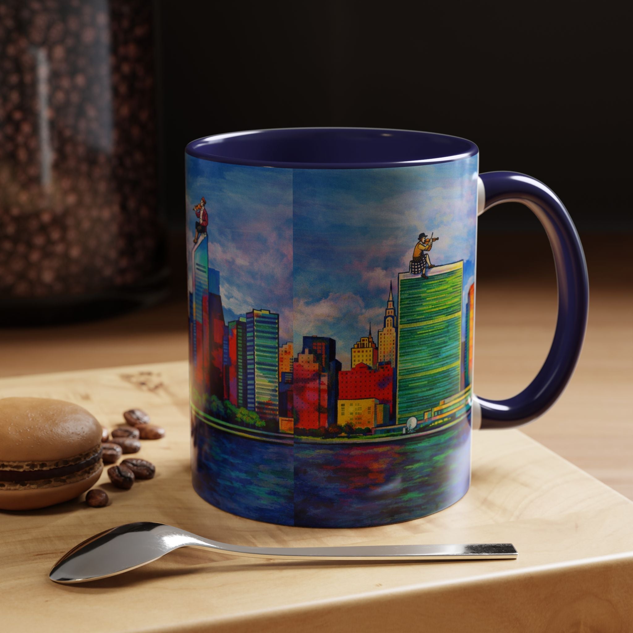 Fiddler on the Manhattan Roof  Marc Chagall-inspired Fan Art NYC Accent Coffee Mug