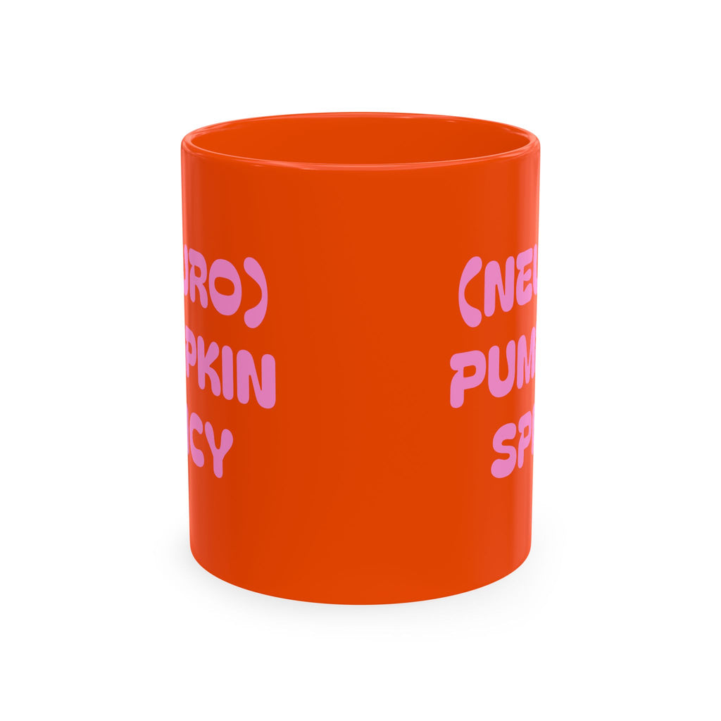 (Neuro) Pumpkin Spicy Ceramic Mug — Bright Orange Fall Coffee Cup